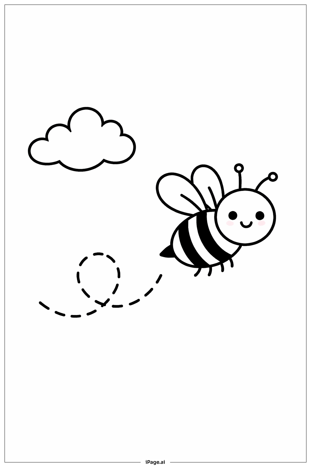  Página para colorear de Abeja y Nube 