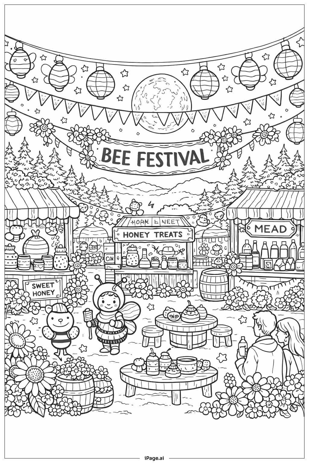  Bee Lantern Festival Coloring Page 