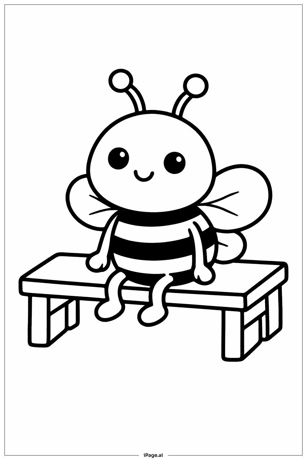  Página para colorear de Abeja en el banco 