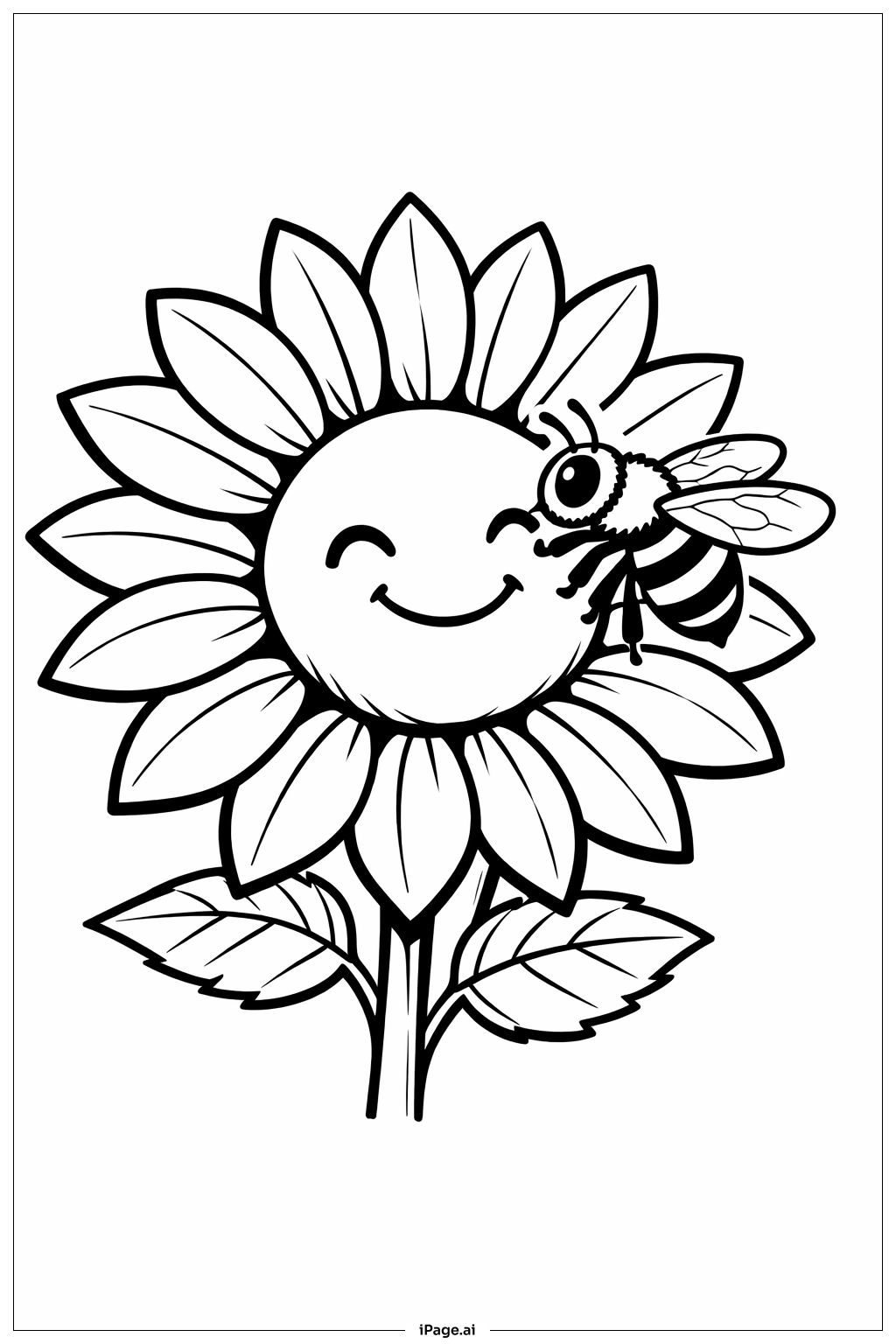  Trang tô màu Con Ong Trên Hoa Hướng Dương 