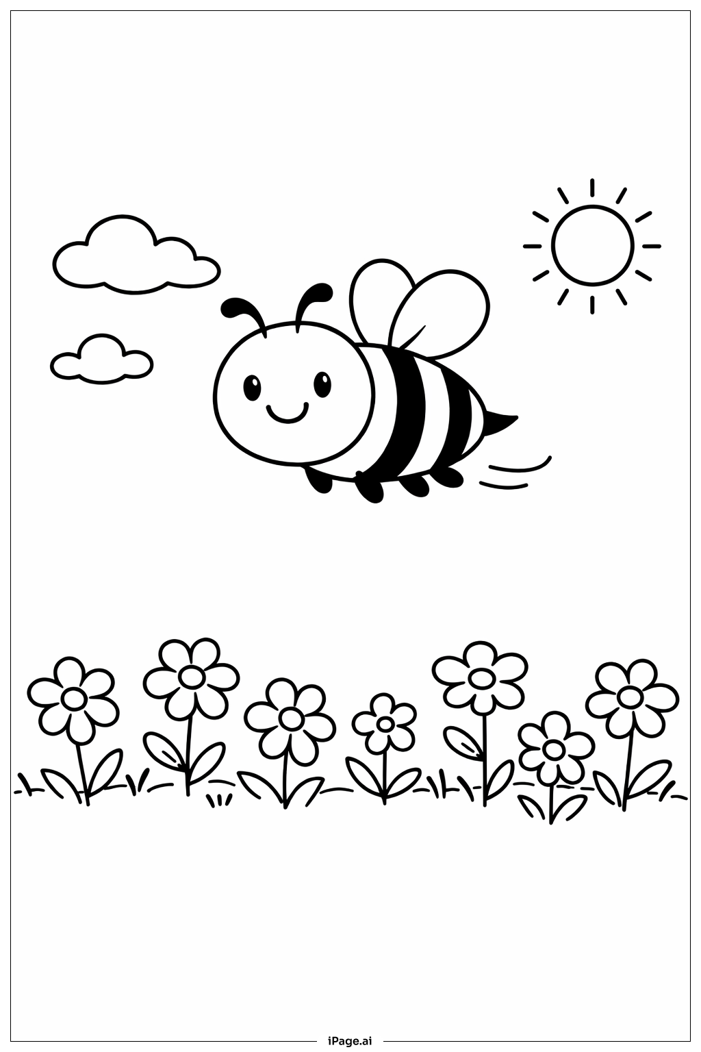 Abeja sobre campo de flores