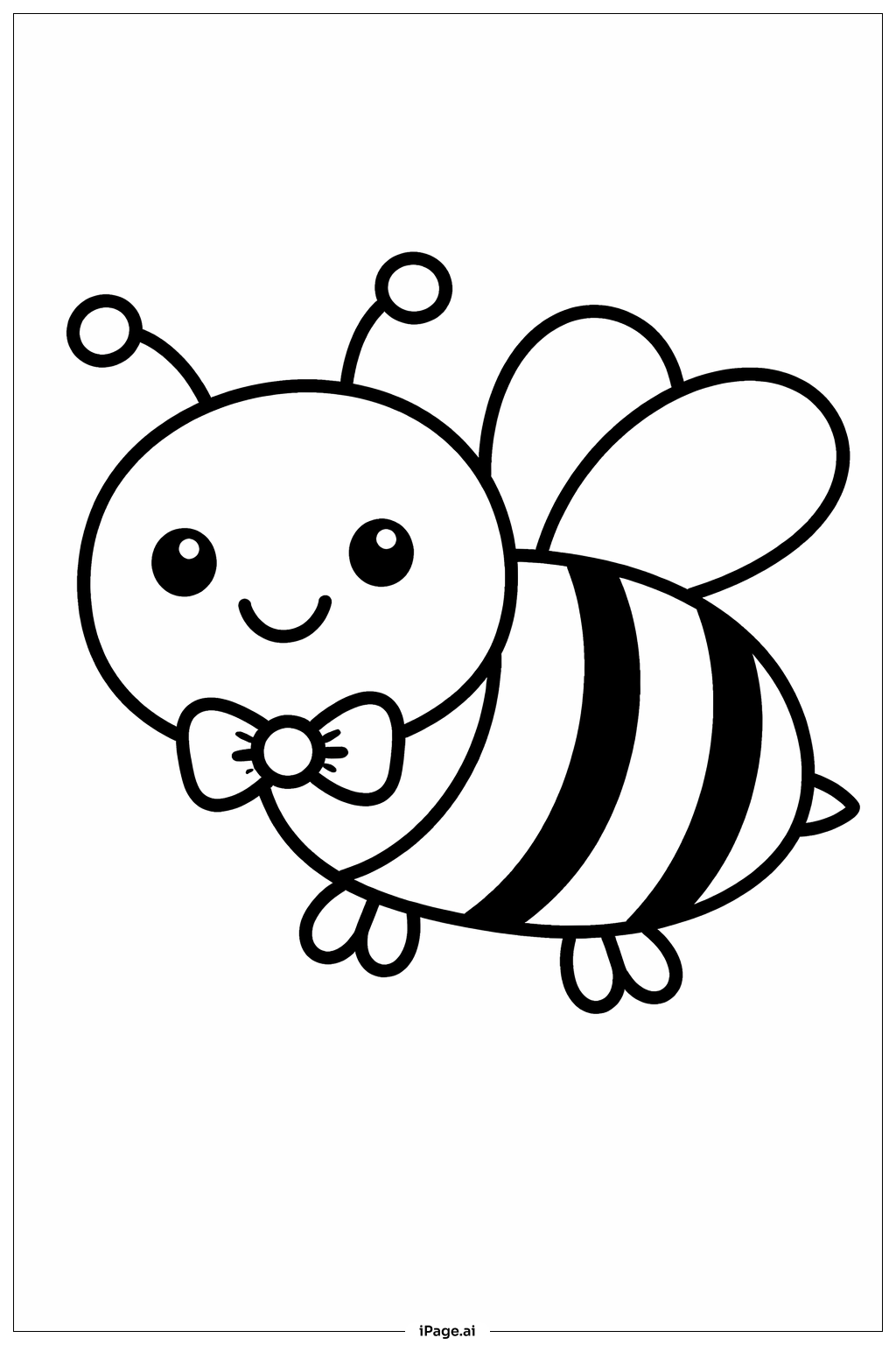  Página para colorear de Abeja con Pajarita 