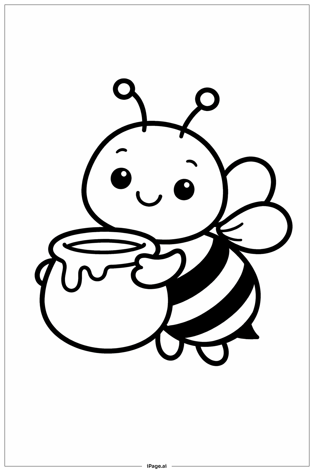  ハチとハニーポットの塗り絵ページ 