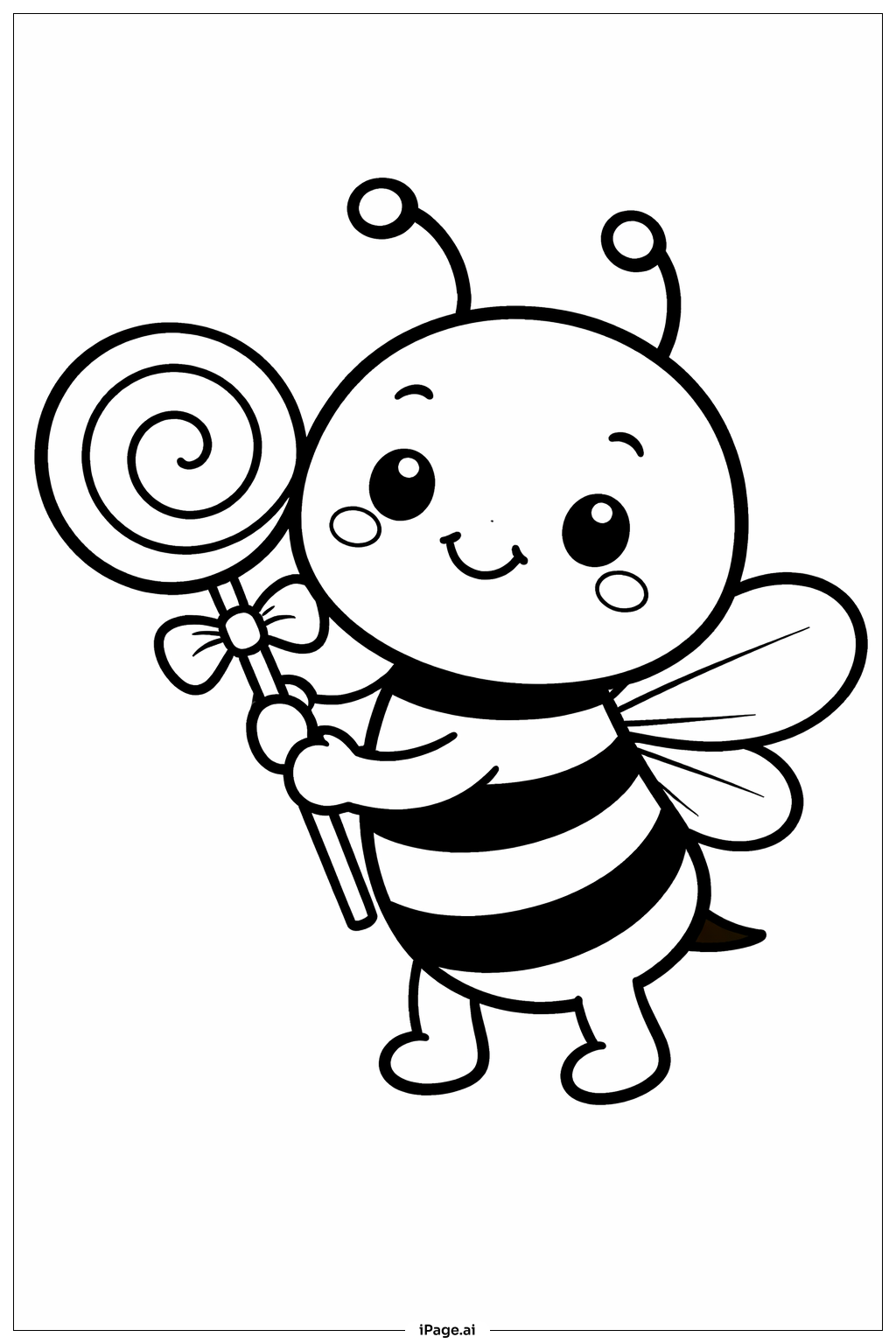  Página para colorear de Abeja con piruleta 
