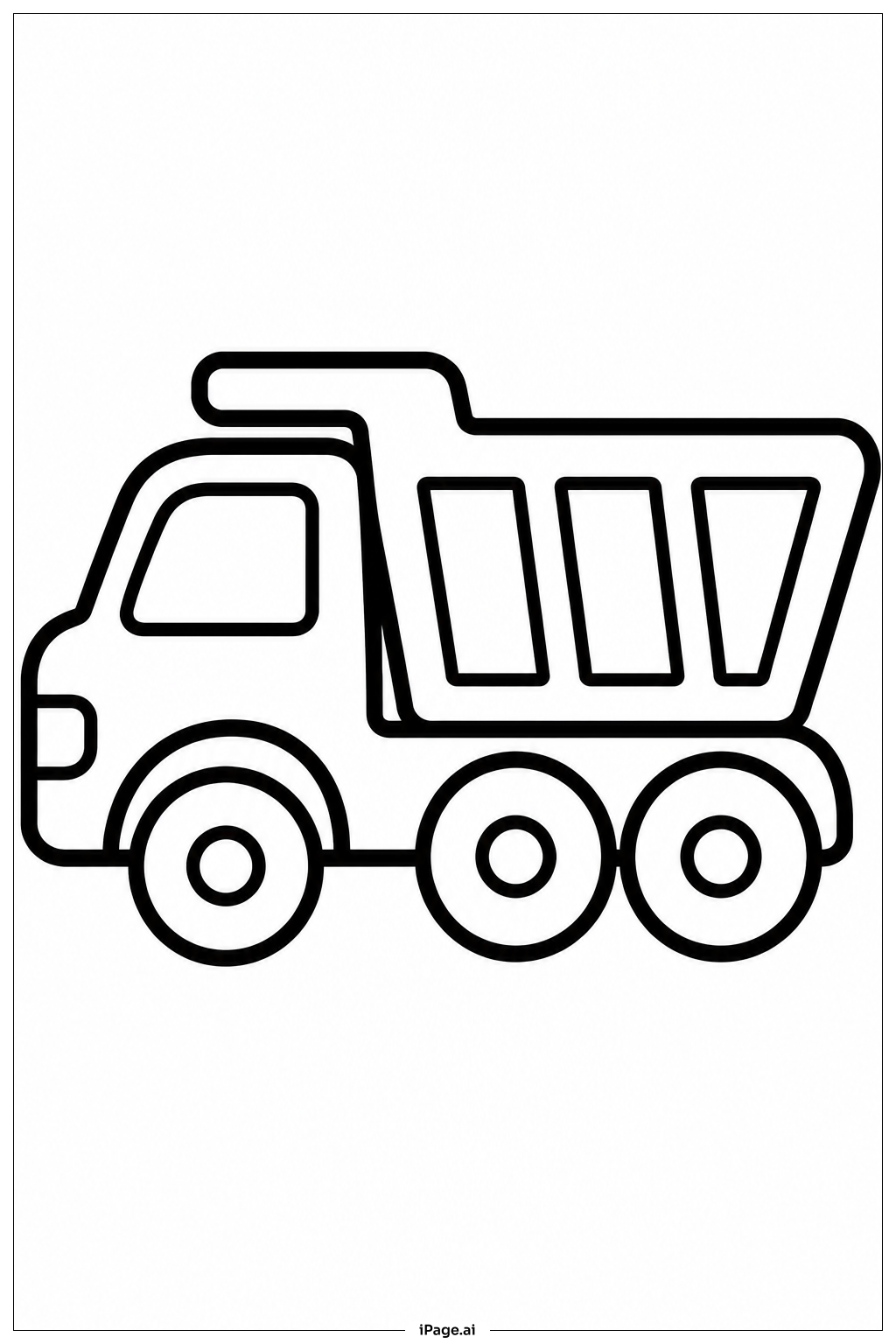 大型ダンプトラックの塗り絵ページ