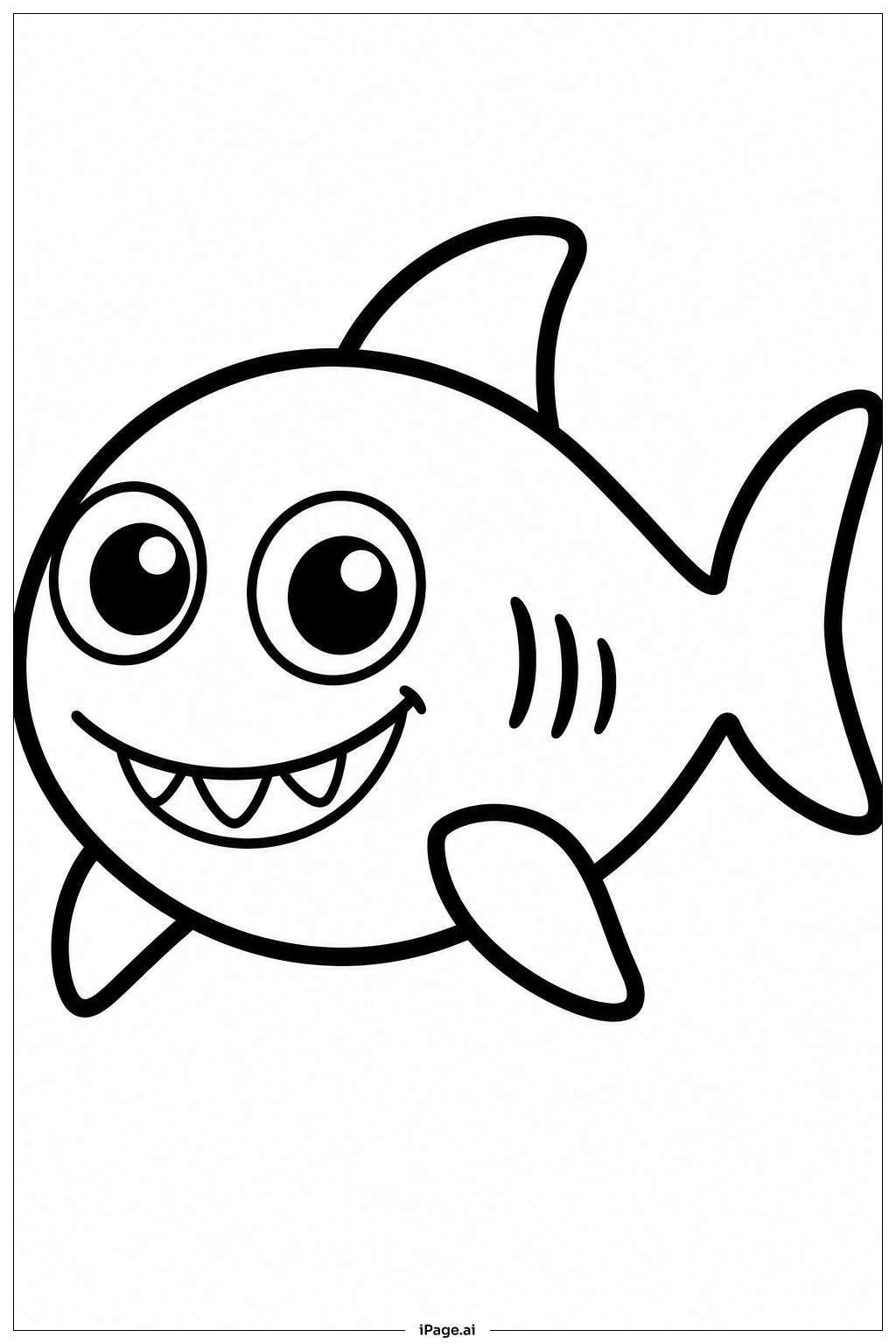  Big-Eyed Shark Coloring Page 