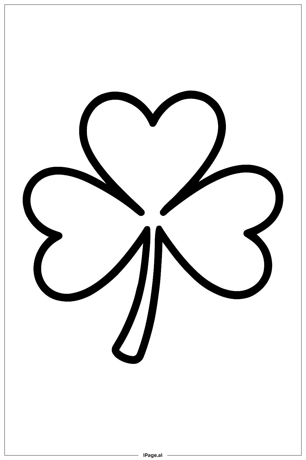  Großes Einfaches Kleeblatt Ausmalseite 
