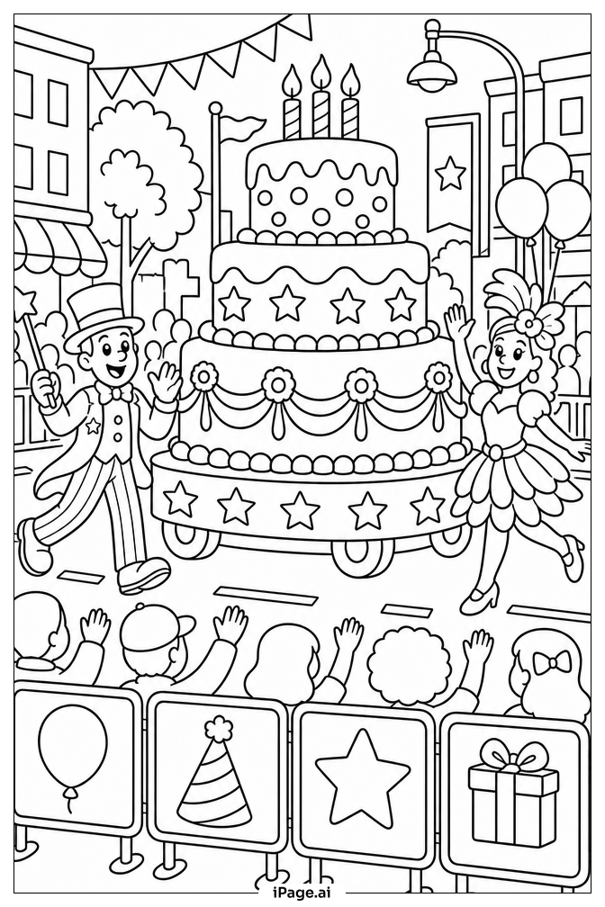 パレードフロートと誕生日ケーキ