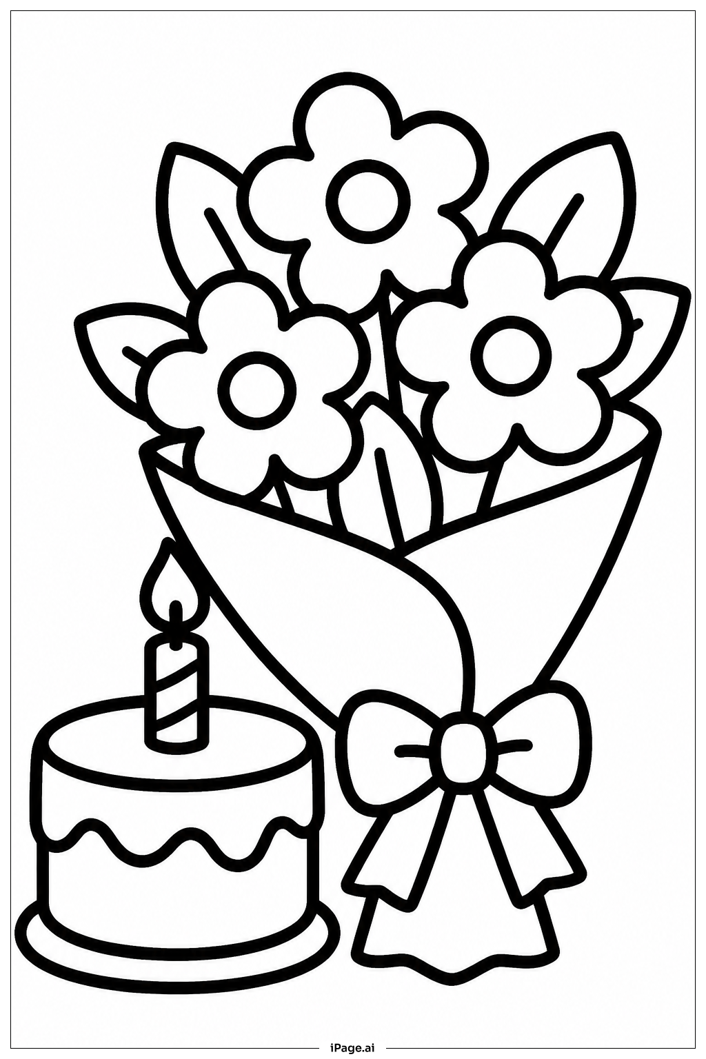 Birthday Flower Bouquet Coloring Page