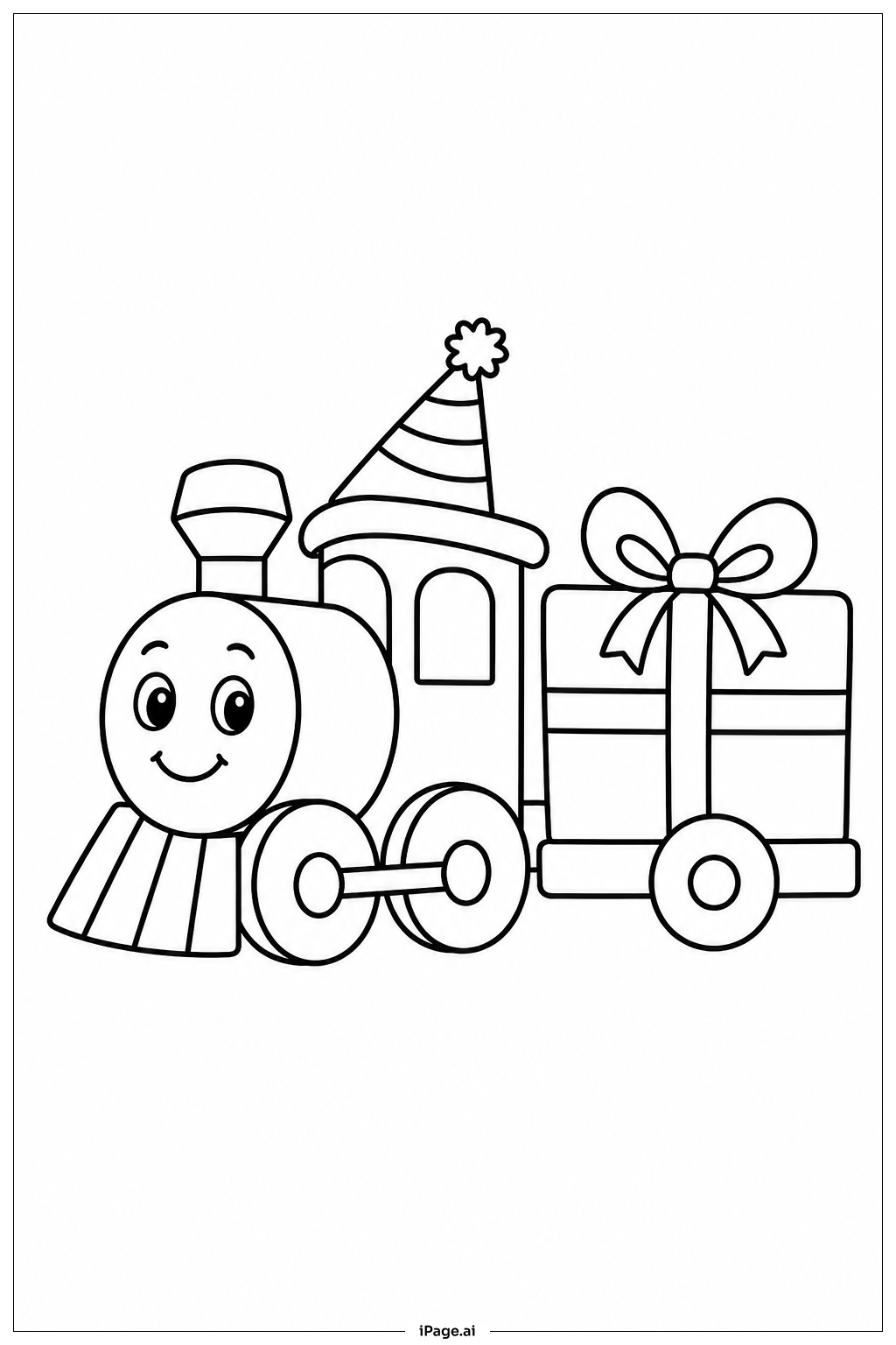 Página para colorear de Tren de Fiesta de Cumpleaños