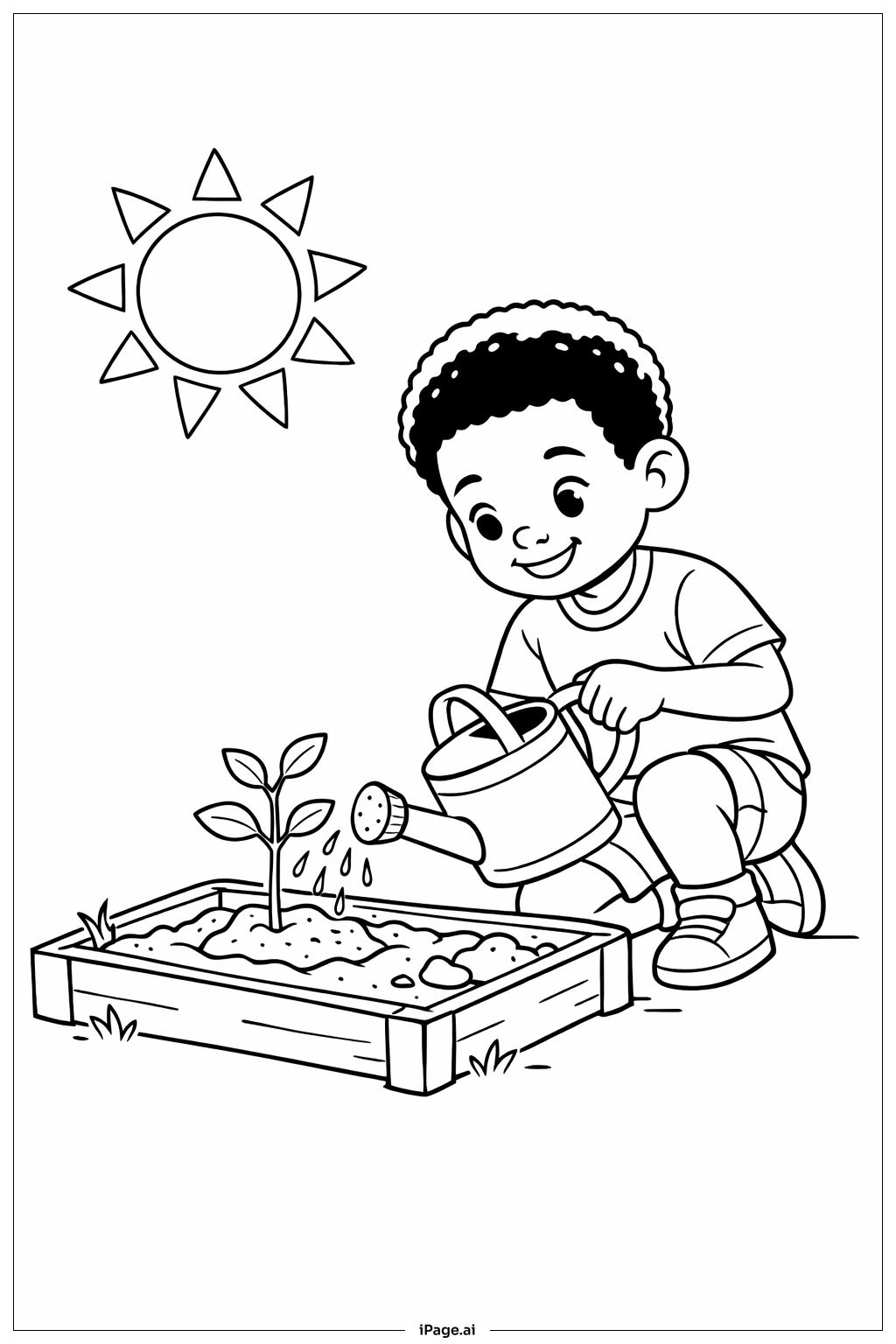  Black History Month Boy Planting Tree Coloring Page 