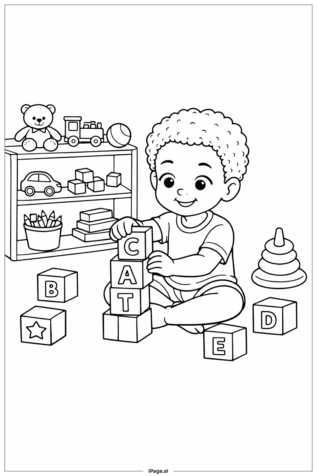  Black History Month Child Building Blocks Coloring Page 