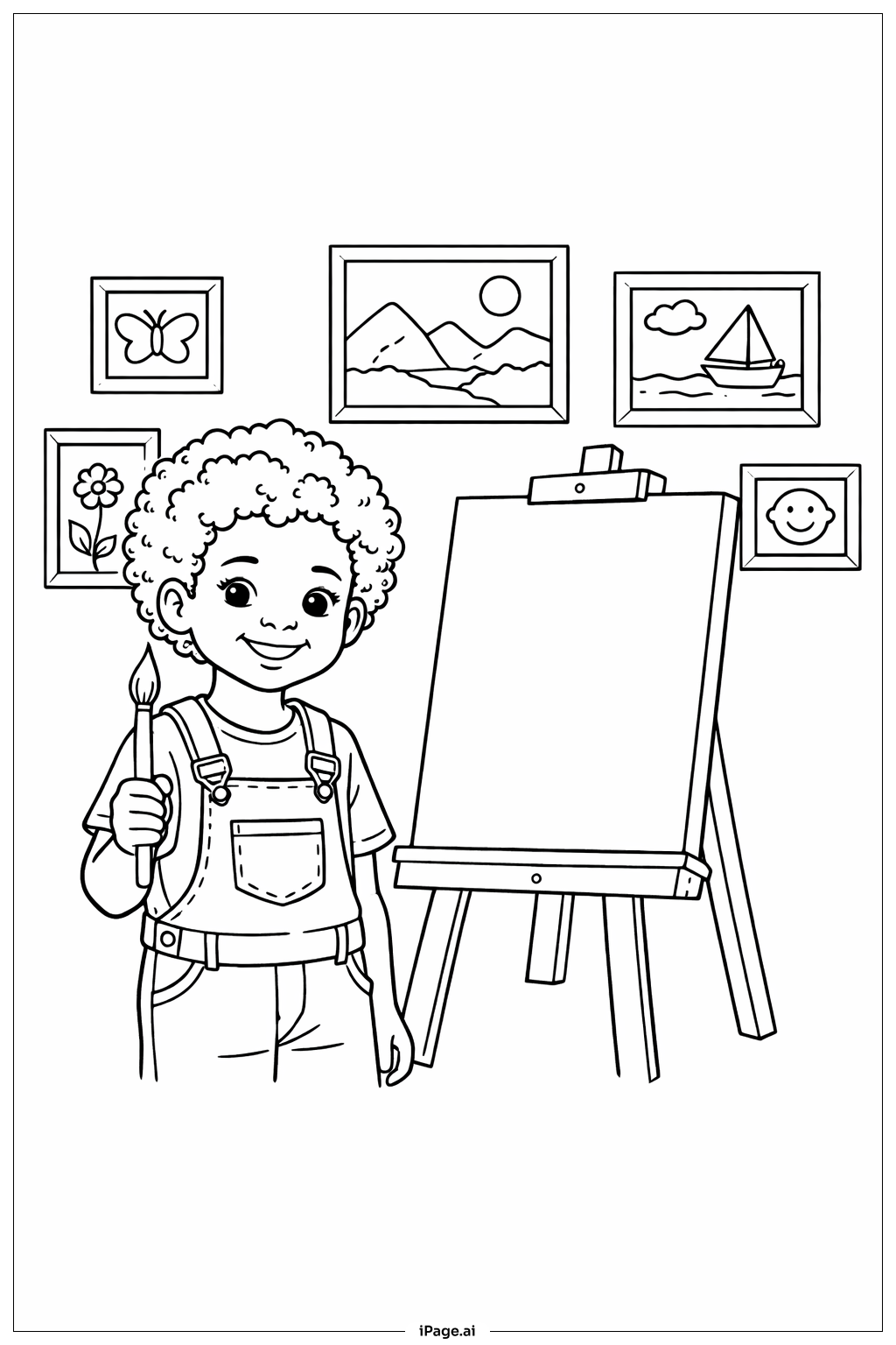  Black History Month Child Painting At Easel Coloring Page 