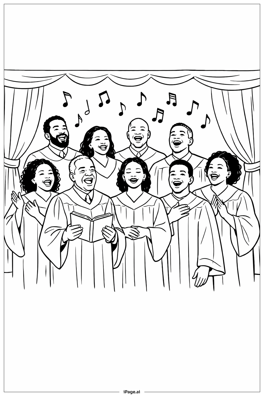  Black History Month Community Choir Singing Coloring Page 