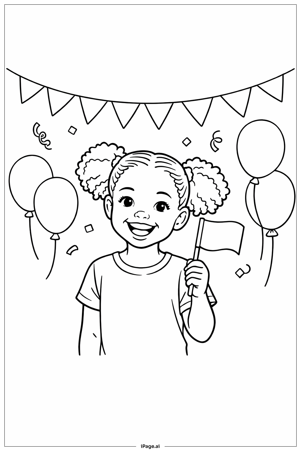 Black History Month Girl With Flag Coloring Page 