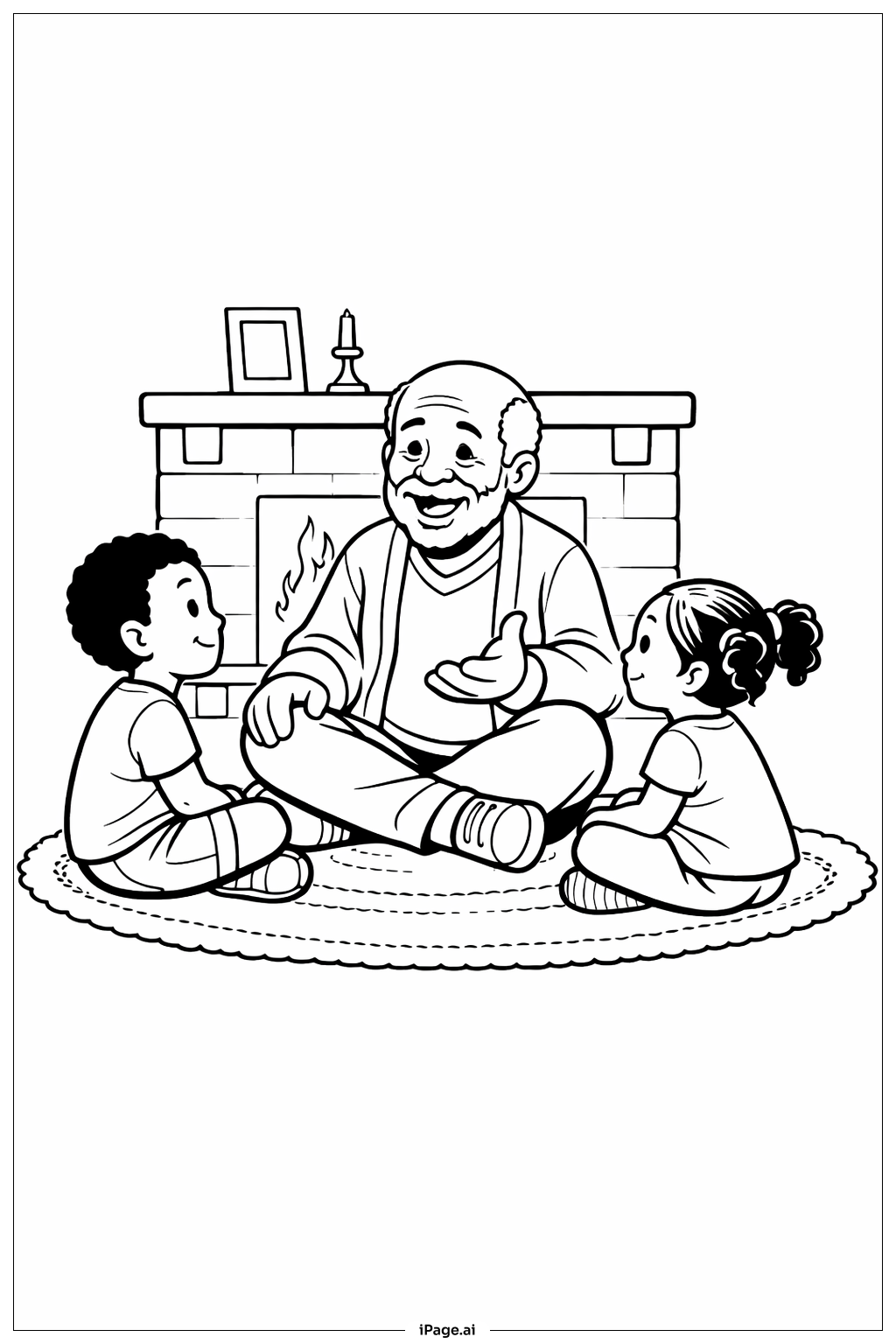  Black History Month Grandfather Story Time Coloring Page 