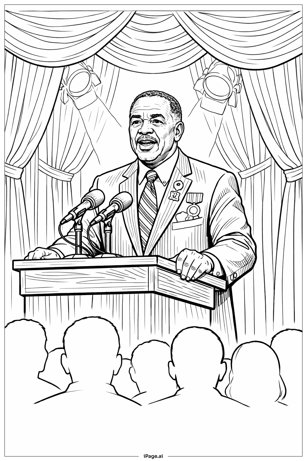  Black History Month Leader At Podium Coloring Page 