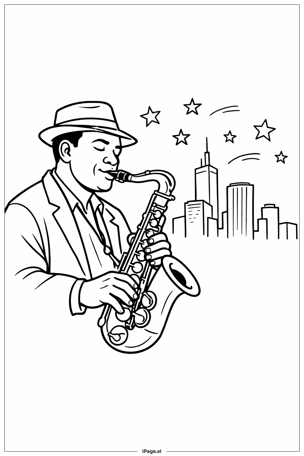  Black History Month Saxophone Player Coloring Page 