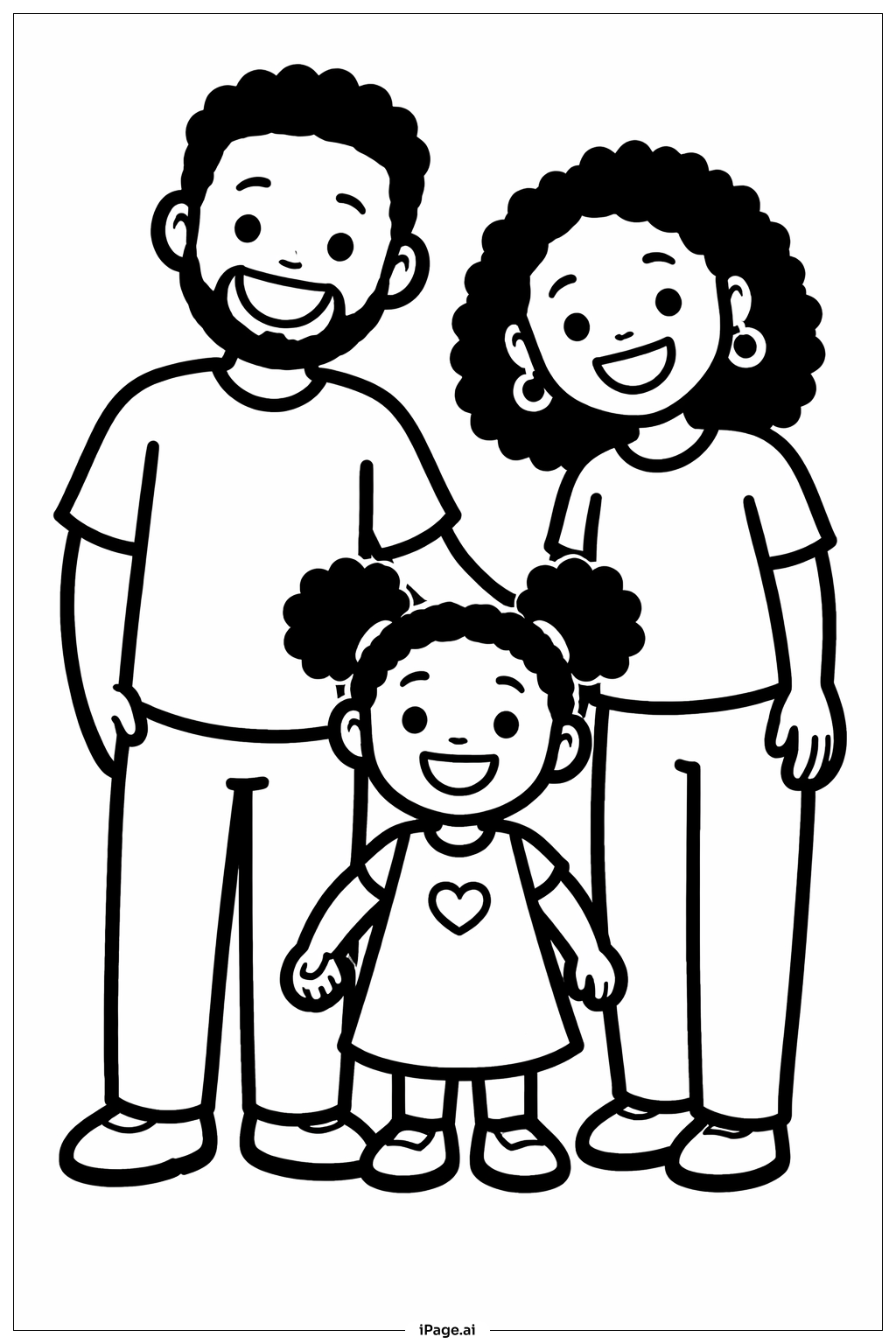  Black History Month Simple Family Portrait Coloring Page 