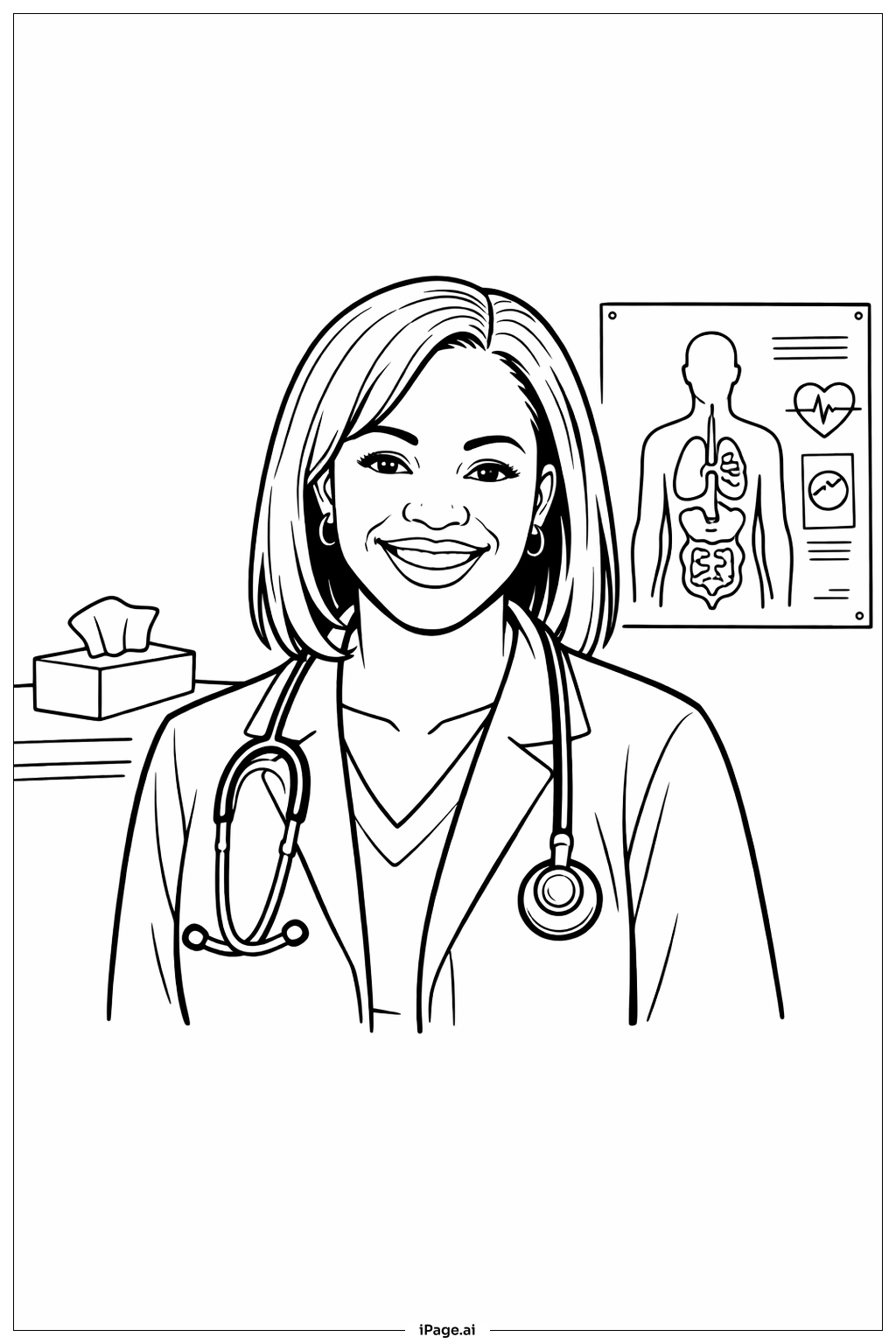  Black History Month Woman Doctor Portrait Coloring Page 