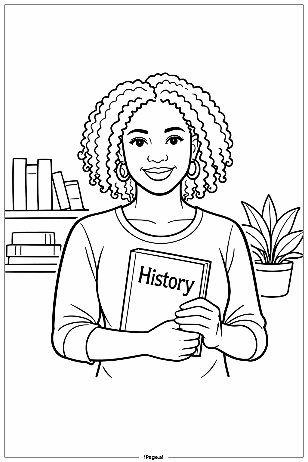  Black History Month Woman With Book Coloring Page 