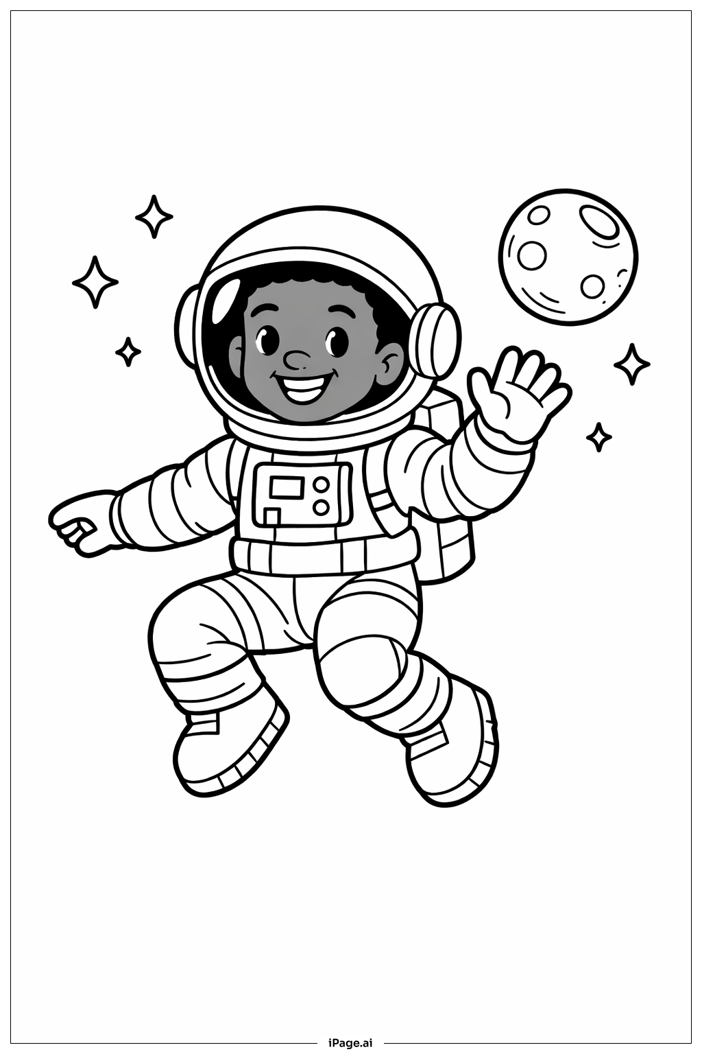  Black History Month Young Astronaut Scene Coloring Page 