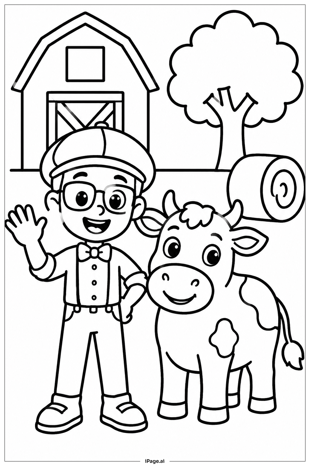  Página para colorear de Blippi En La Granja 