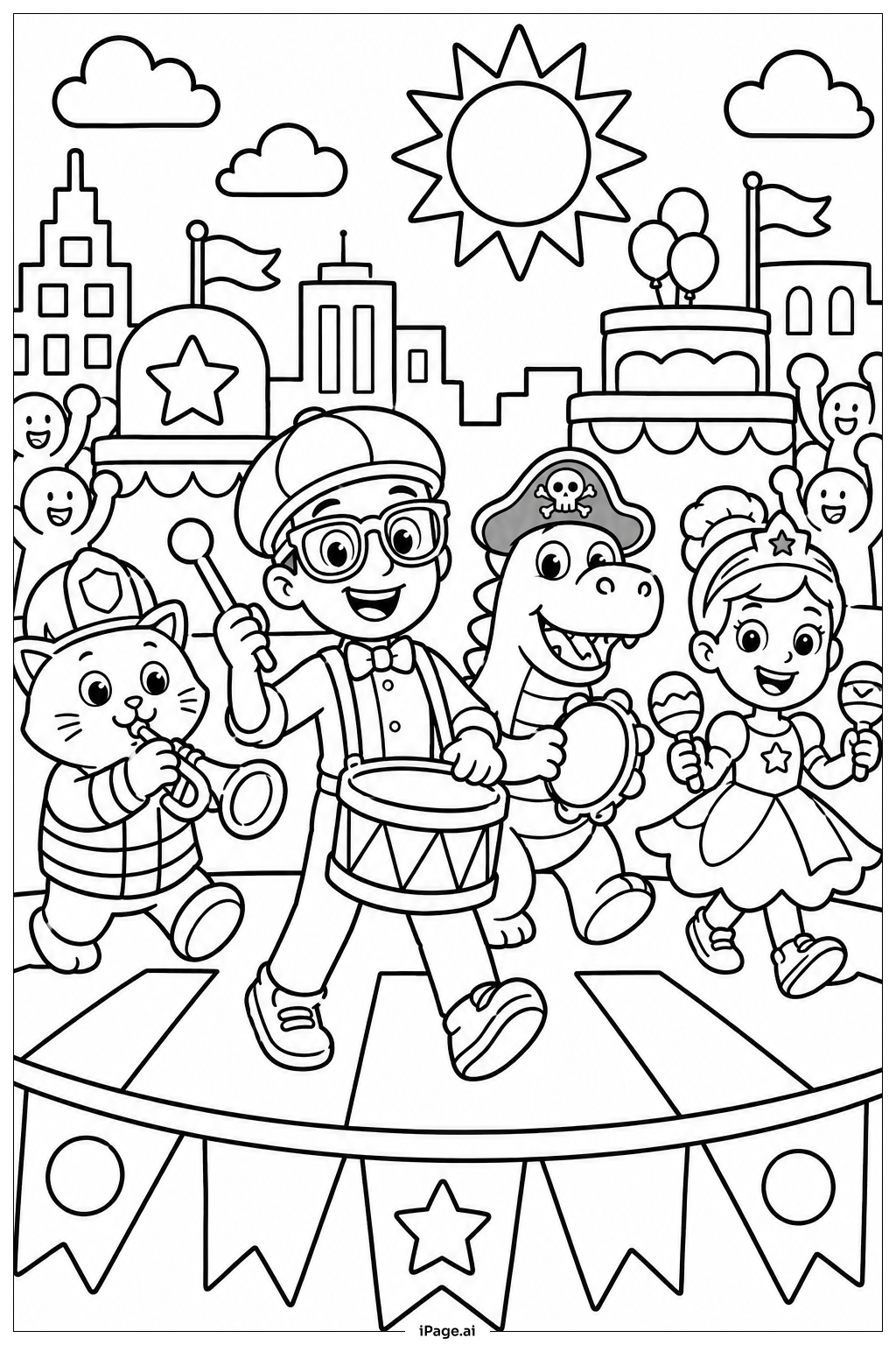  Blippi City Parade Ausmalseite 