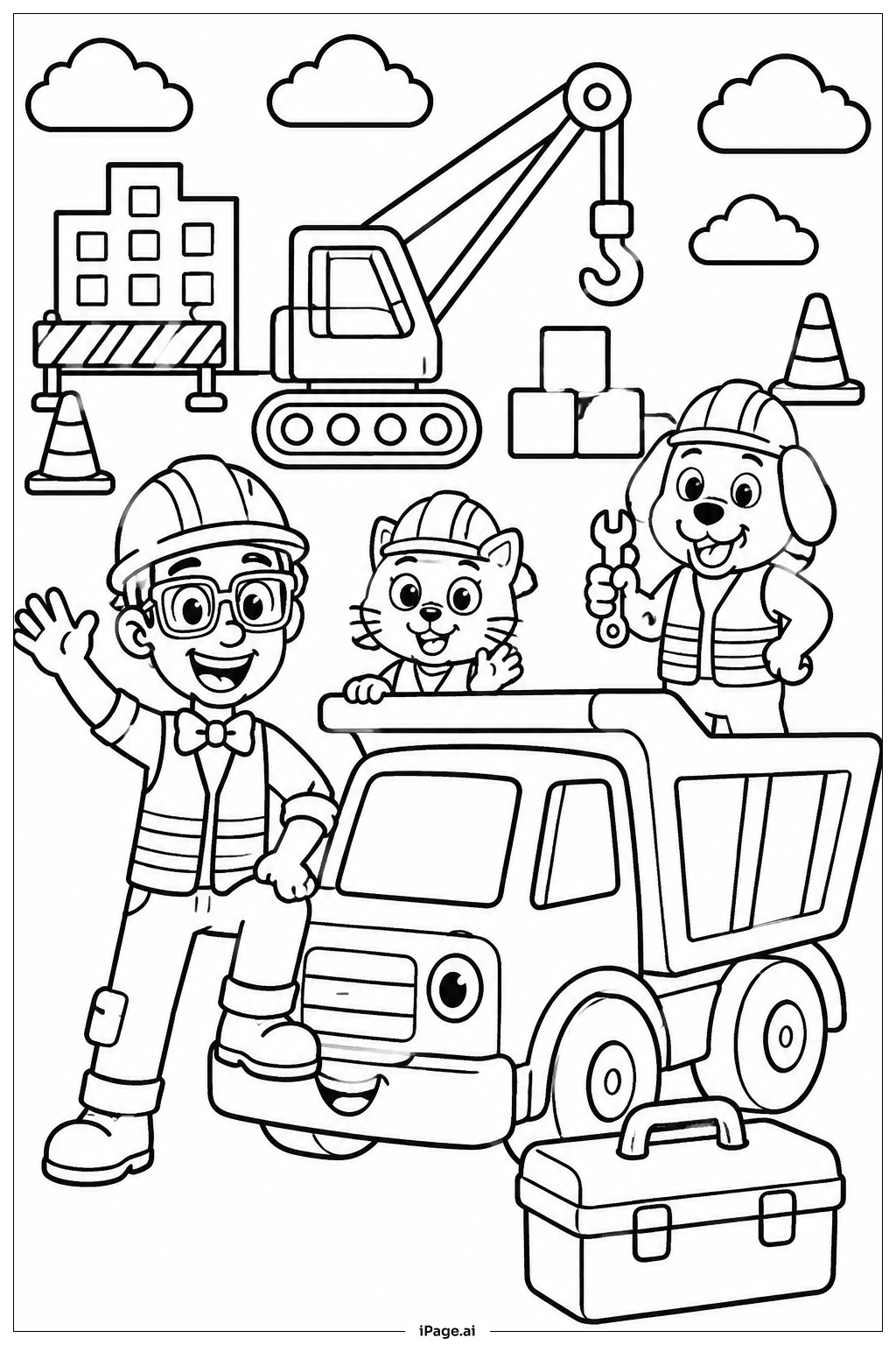  Blippi Construction Site Coloring Page 