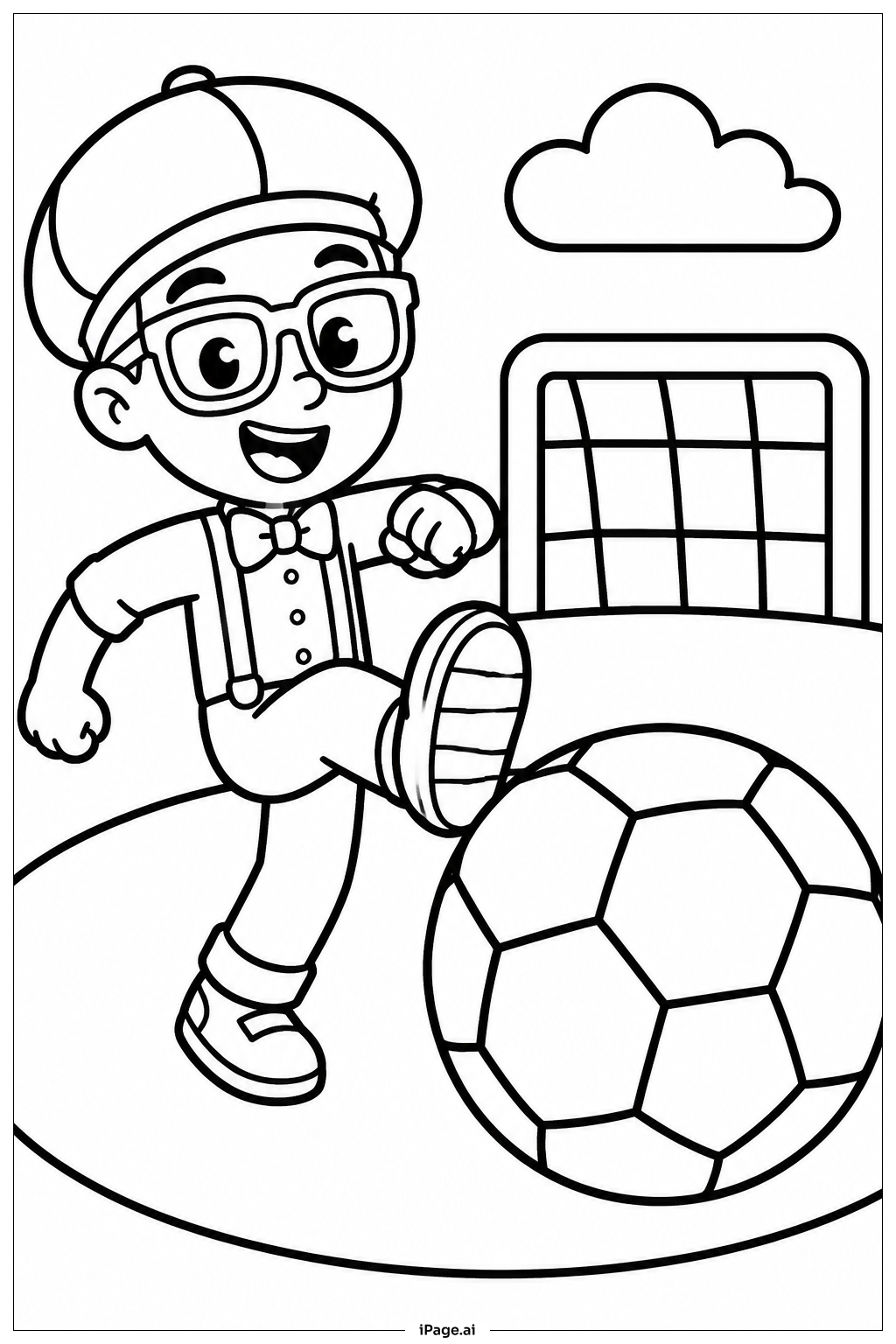  Trang tô màu Blippi chơi bóng đá 