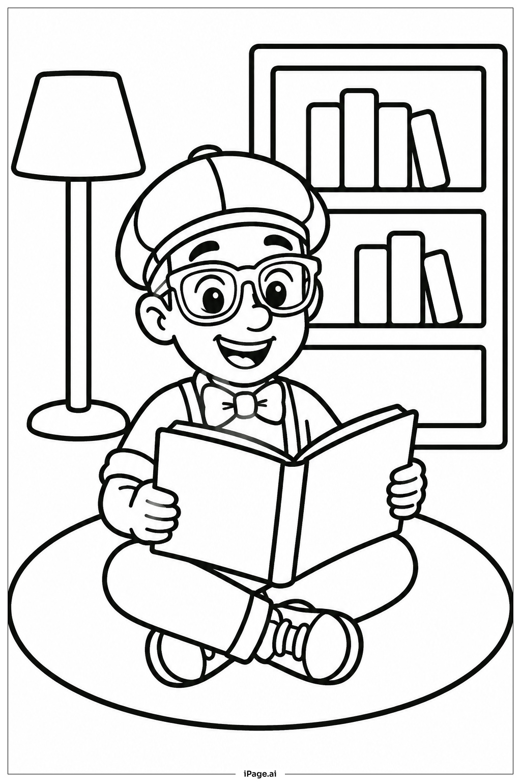  Blippi Reading Book Coloring Page 