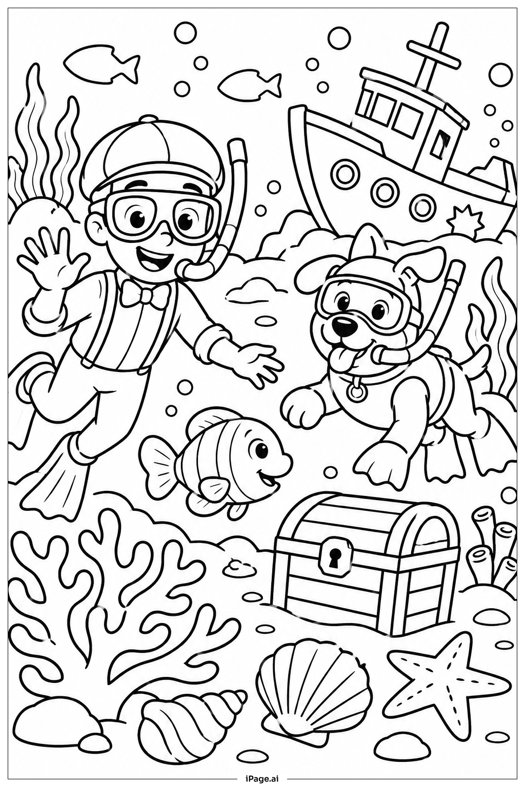  Blippi Underwater Adventure Coloring Page 