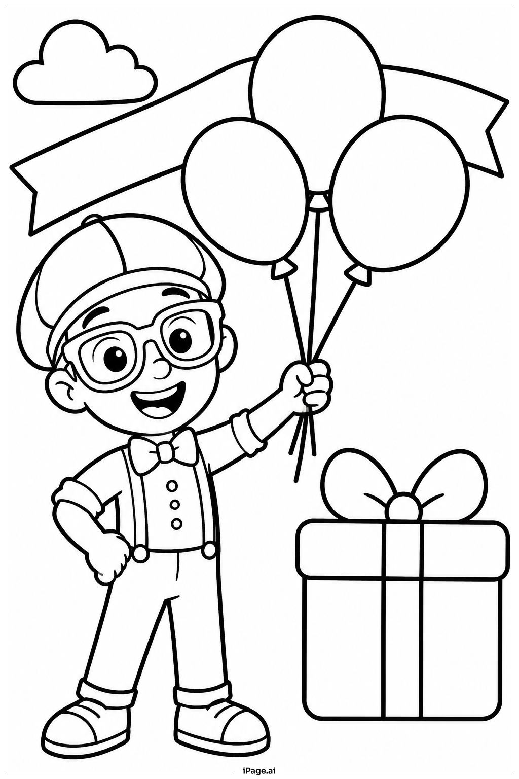  Página para colorear de Blippi con Globos 