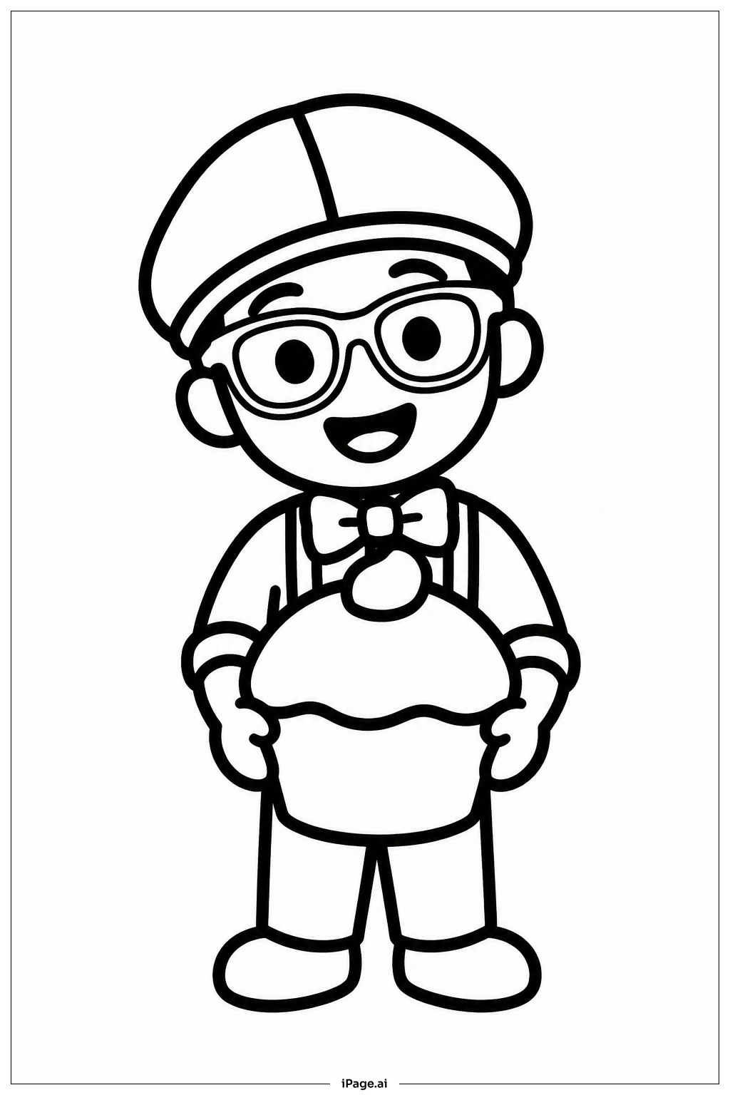  Blippi With Cupcakeの塗り絵ページ 