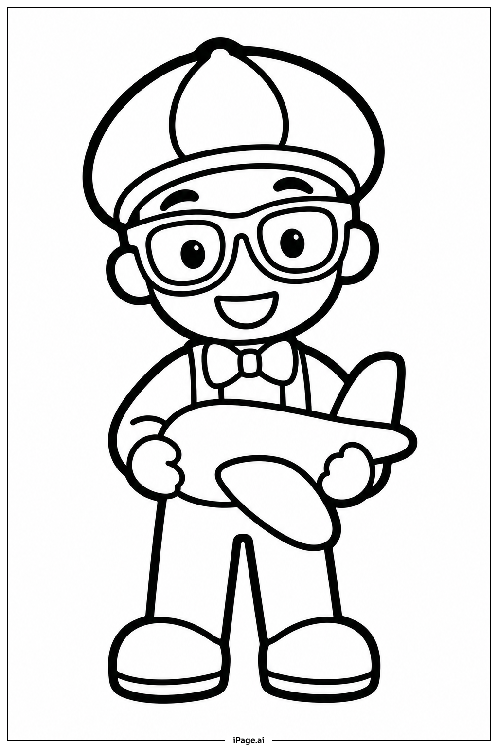  Blippi With Toy Planeの塗り絵ページ 