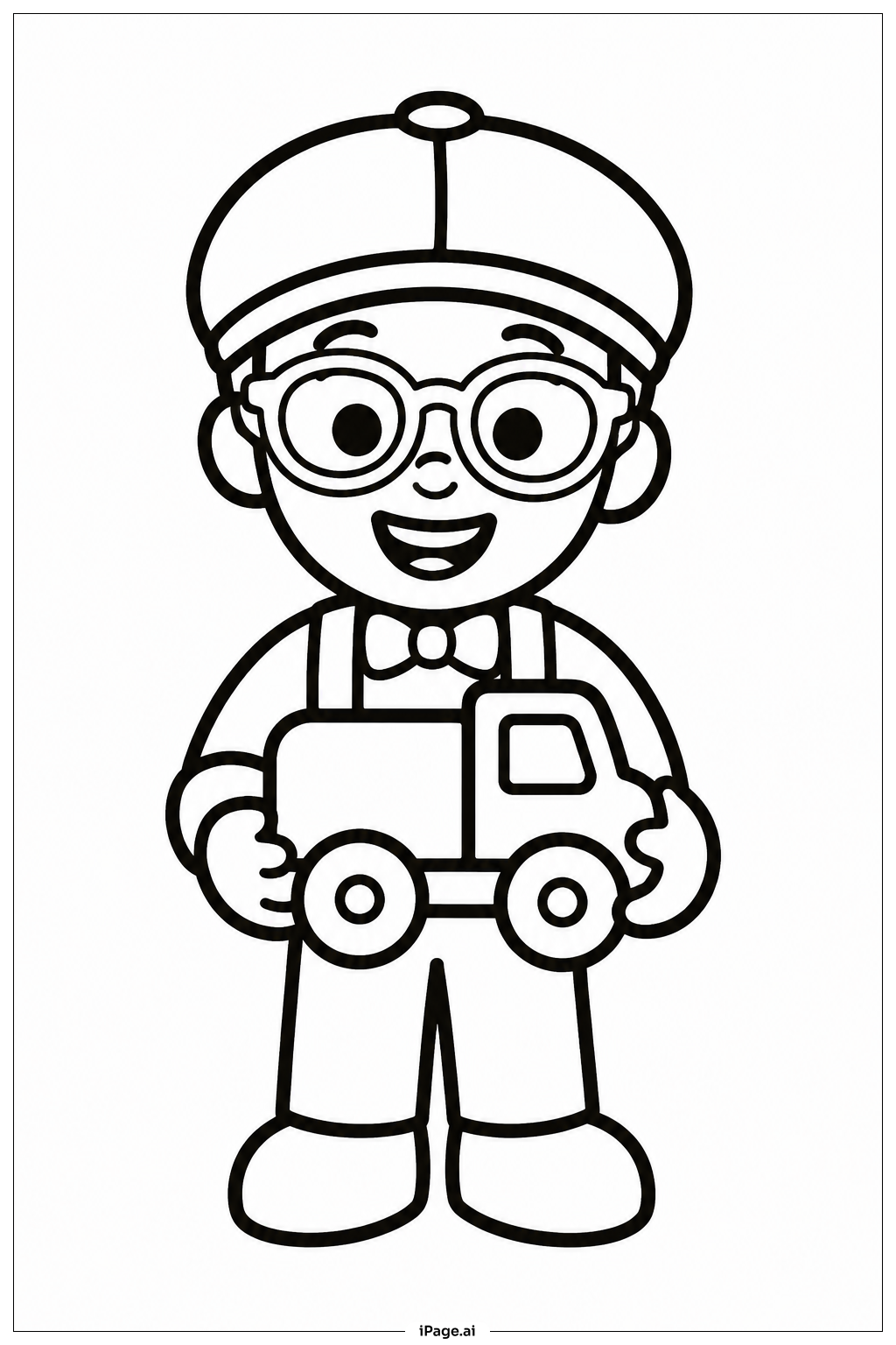  Blippi With Toy Truckの塗り絵ページ 