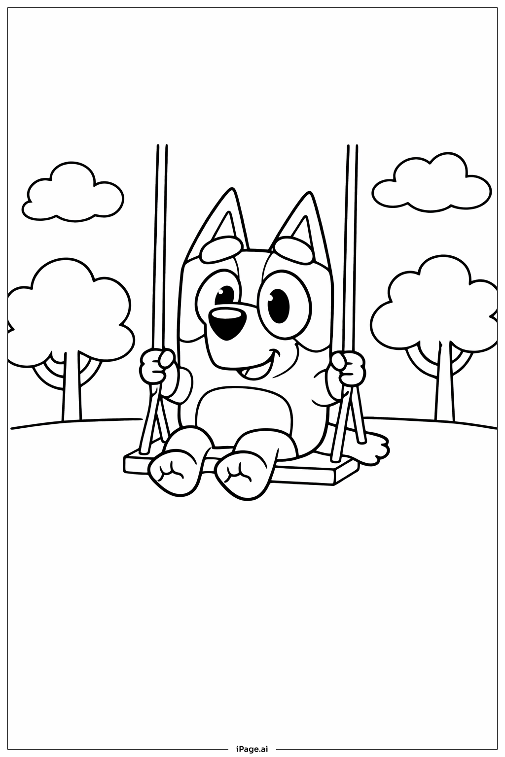 파크 그네에서 블루이 색칠공부 페이지