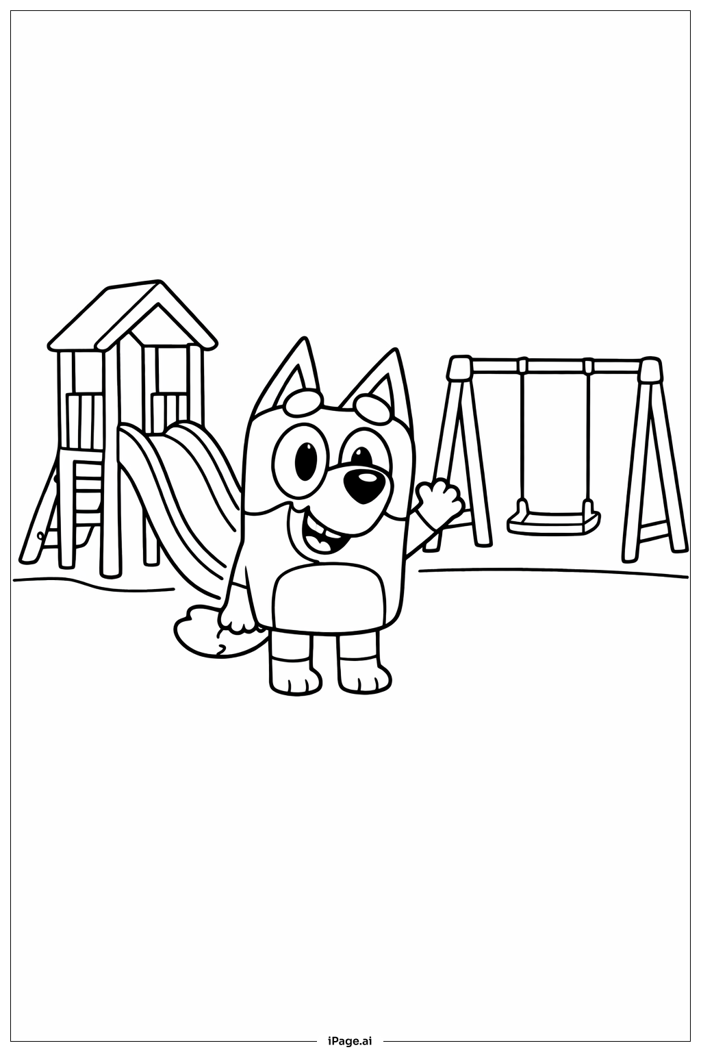 블루이 놀이터에서 색칠공부 페이지