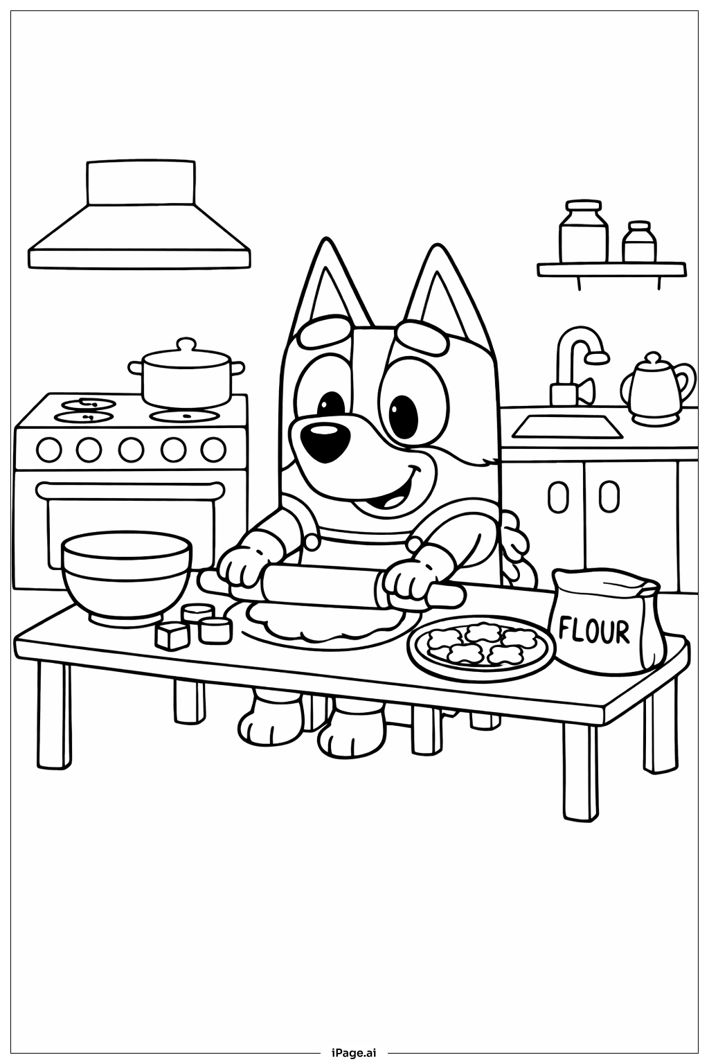 블루이 쿠키 굽기 색칠공부 페이지