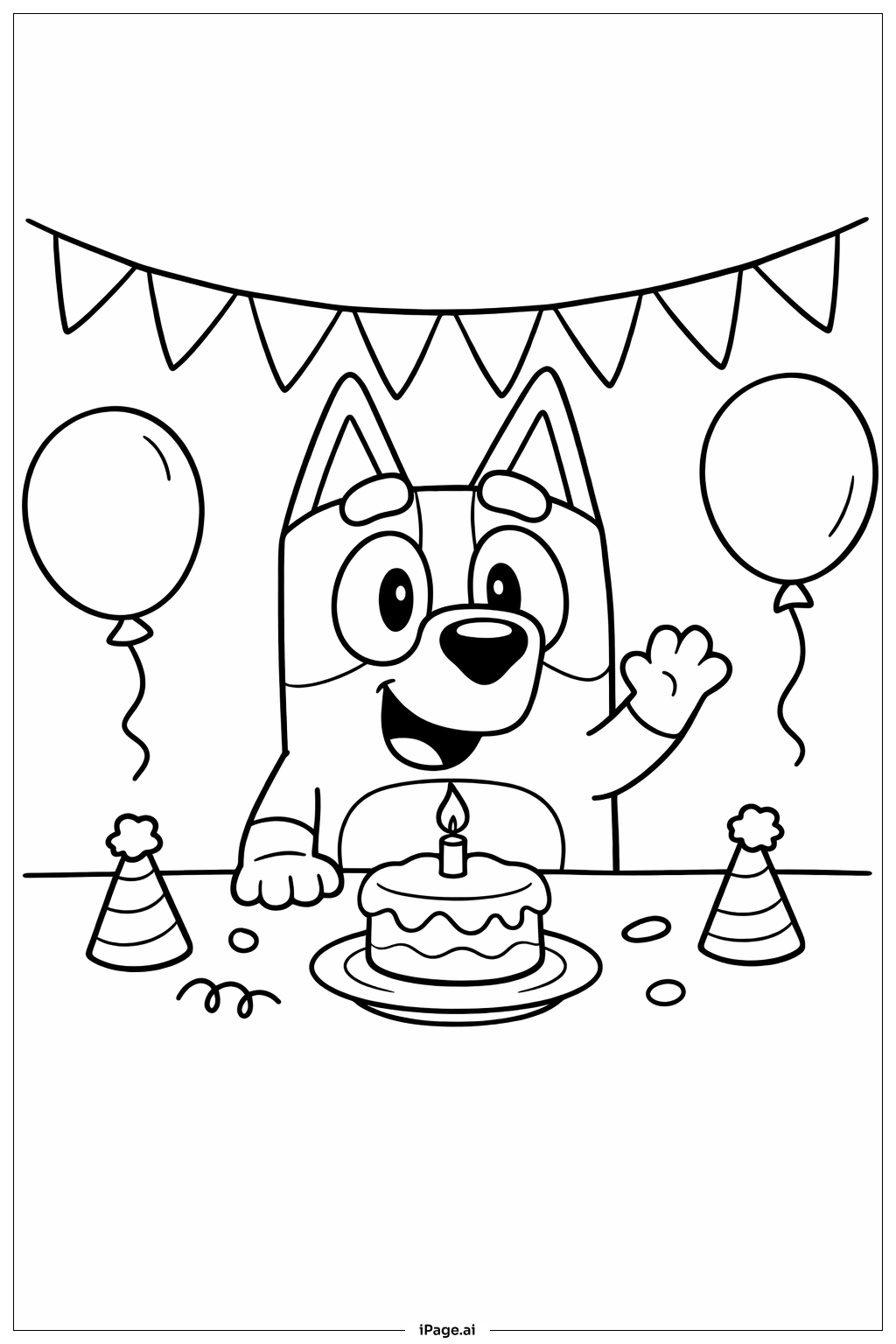 블루이 생일 파티 색칠공부 페이지