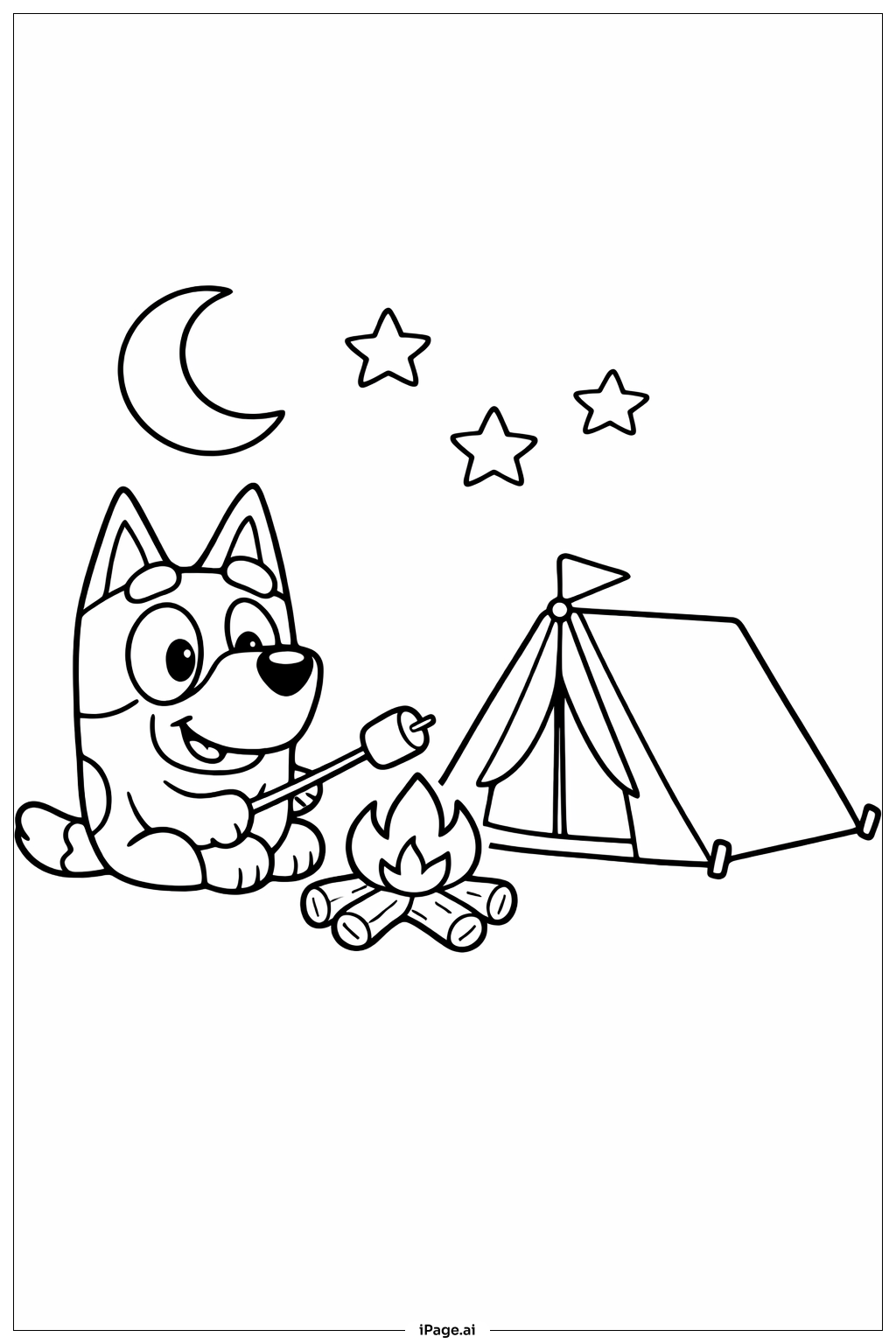 블루이 캠핑 밤 색칠공부 페이지