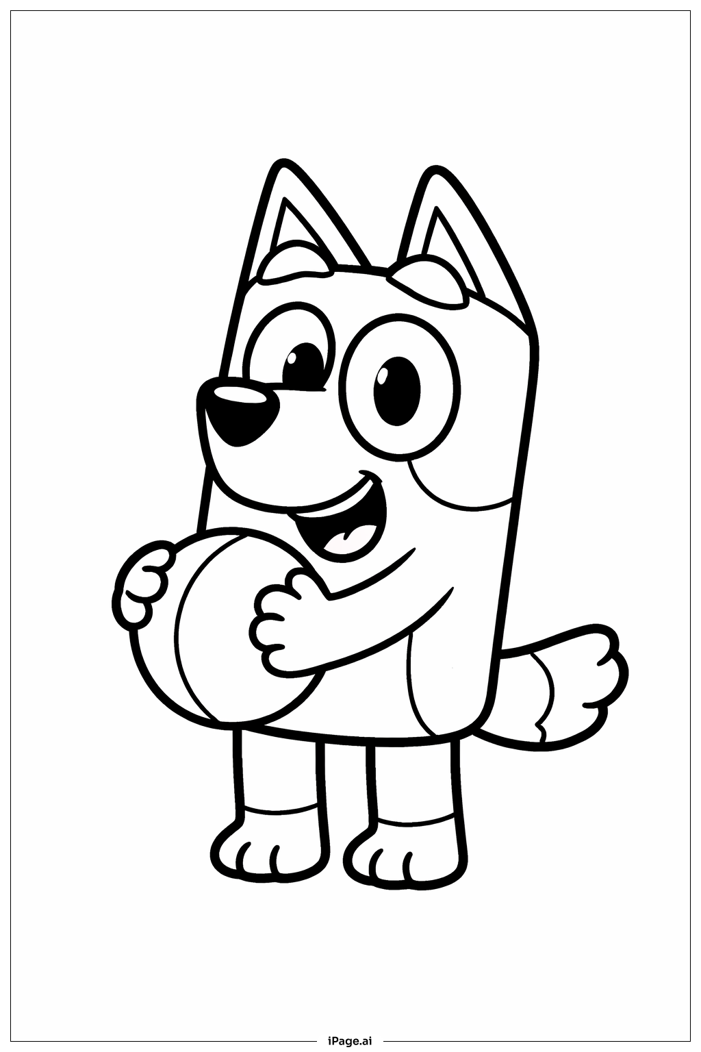 볼을 들고 있는 블루이 색칠공부 페이지