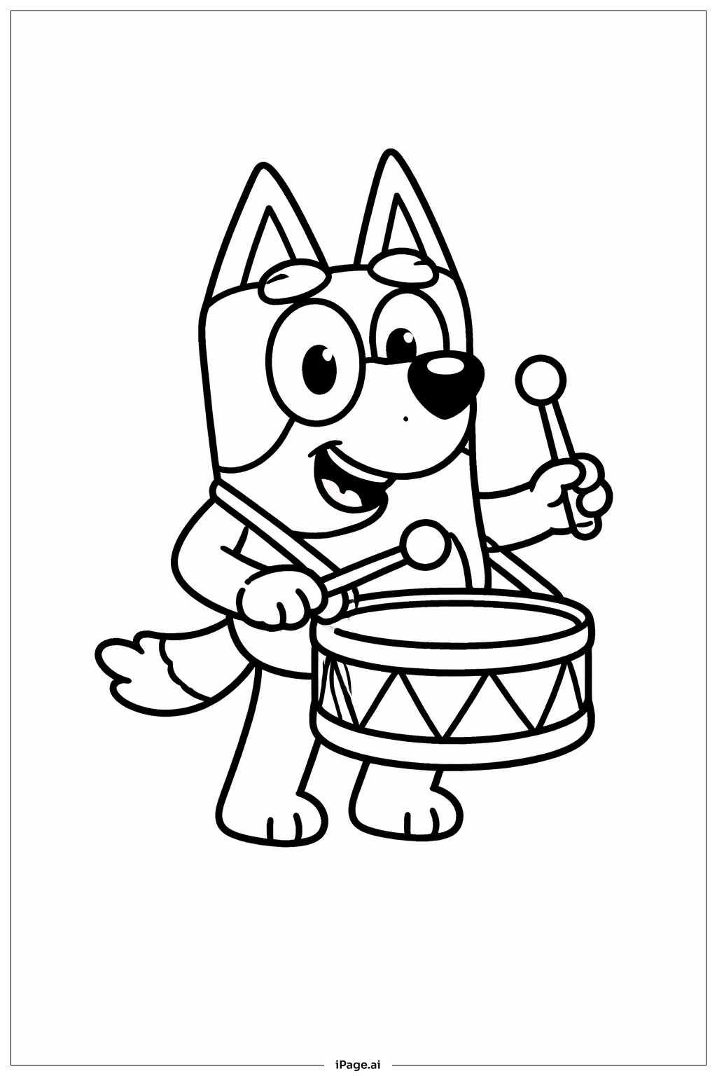 드럼 치는 블루이 색칠공부 페이지