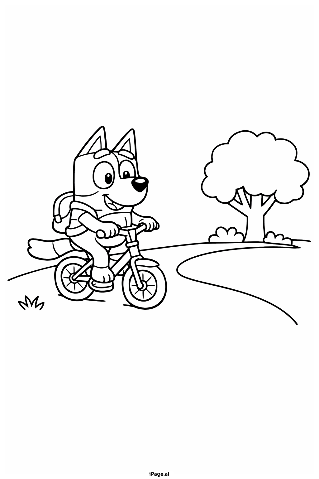 블루이 자전거 타기 색칠공부 페이지