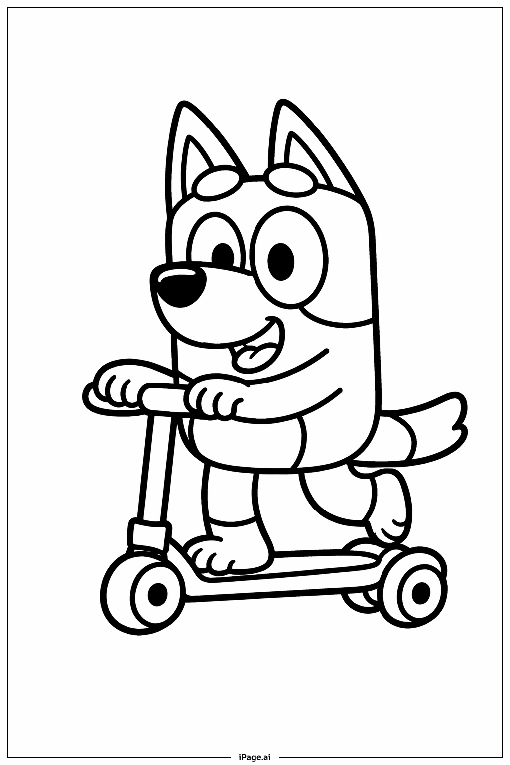 블루이 스쿠터 타기 색칠공부 페이지