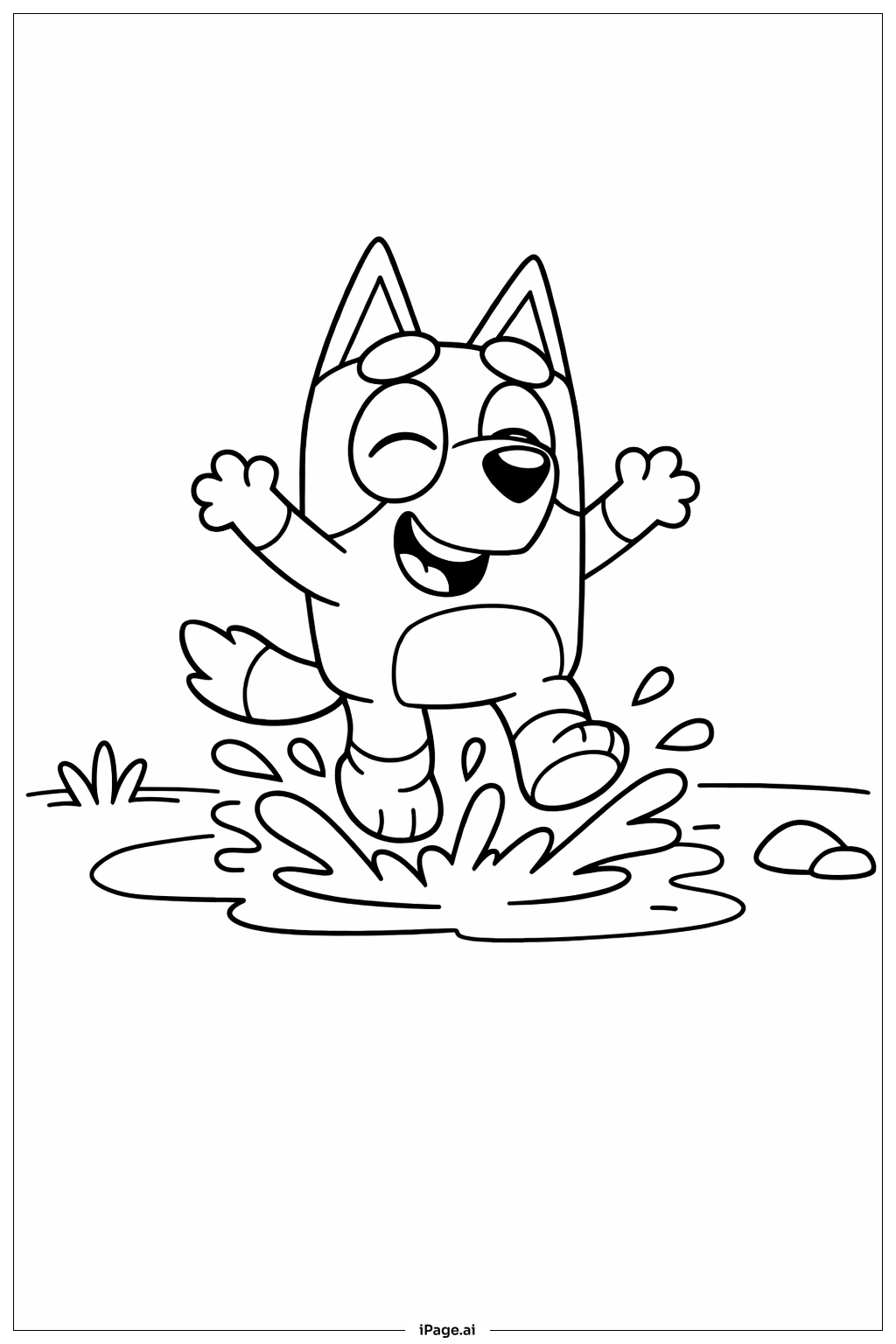 블루이 물웅덩이 튀기기 색칠공부 페이지