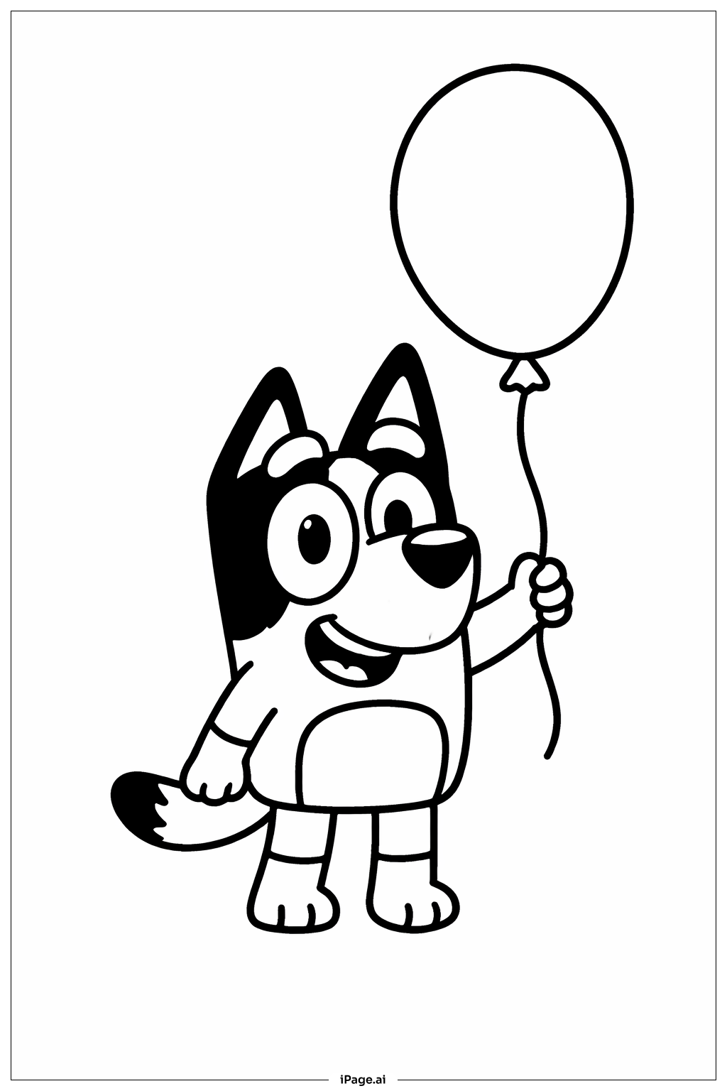 풍선을 든 블루이 색칠공부 페이지