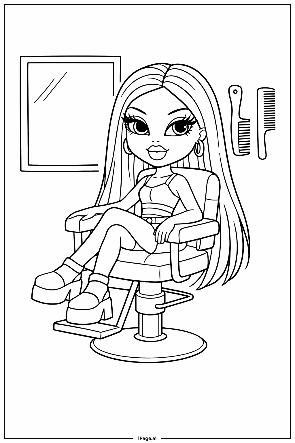 브라츠 인형 미용실에서 색칠공부 페이지