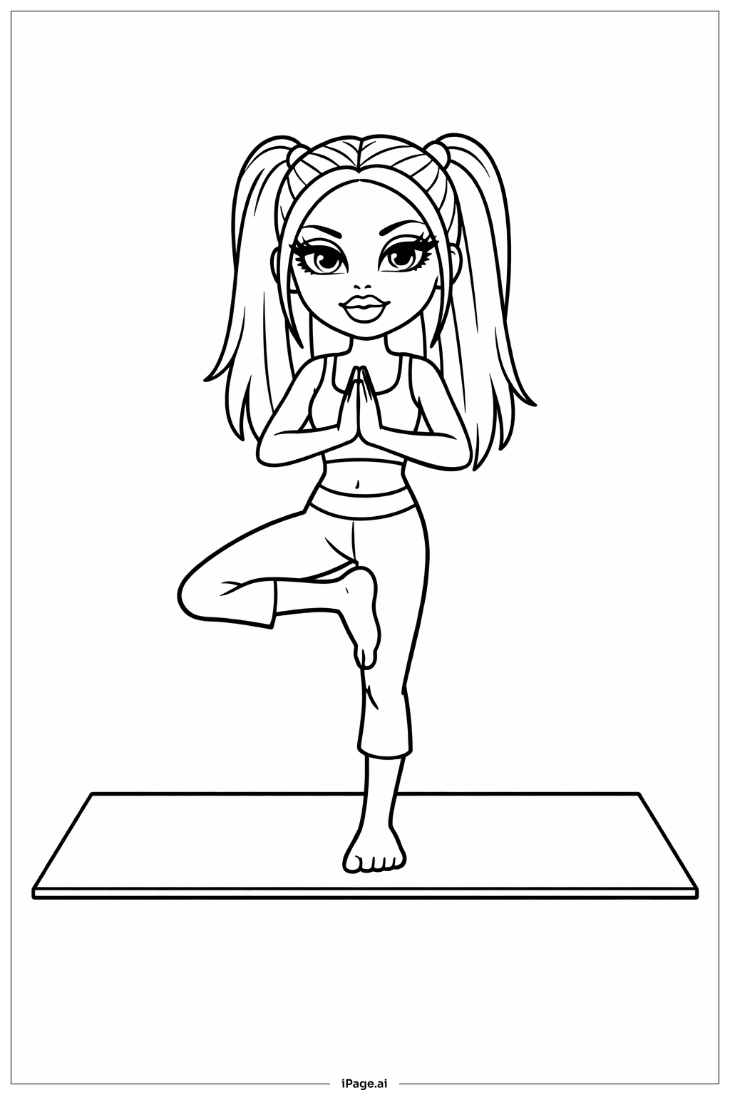 브라츠 인형 요가하는 모습 색칠공부 페이지