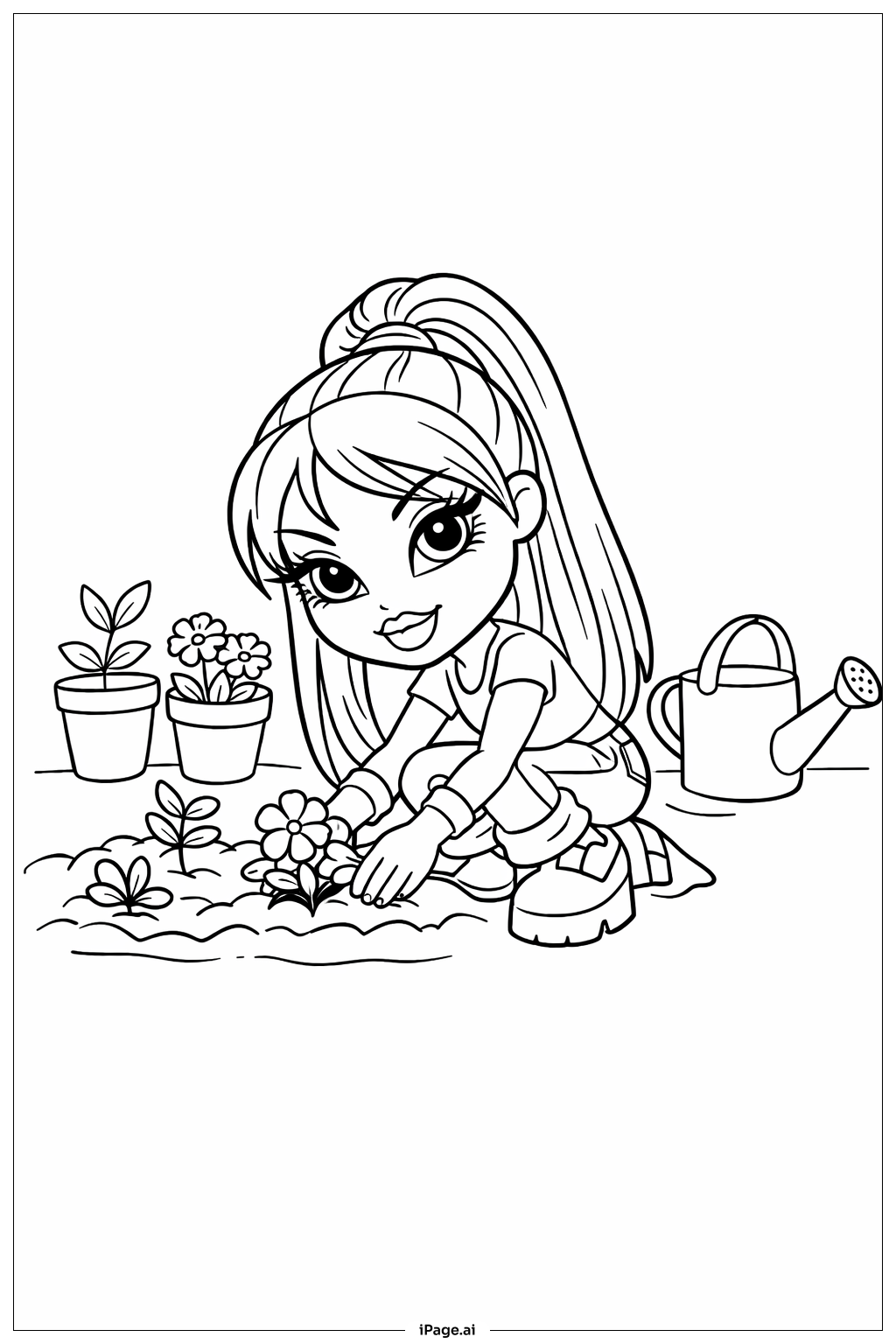 브라츠 인형 원예하기 색칠공부 페이지